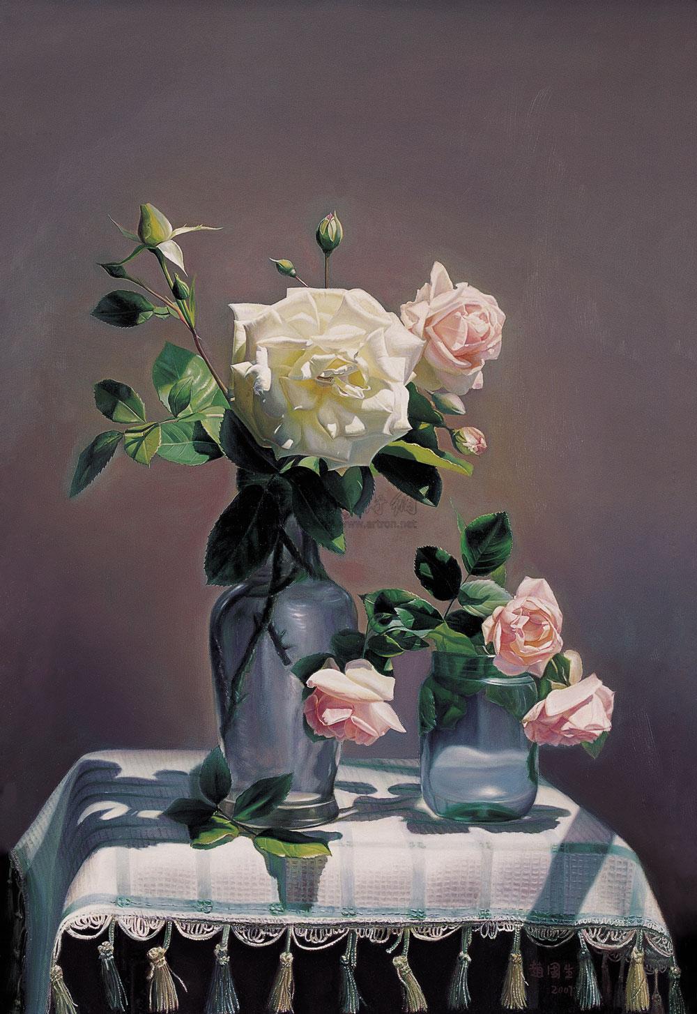 00302007年作月季花布面油画