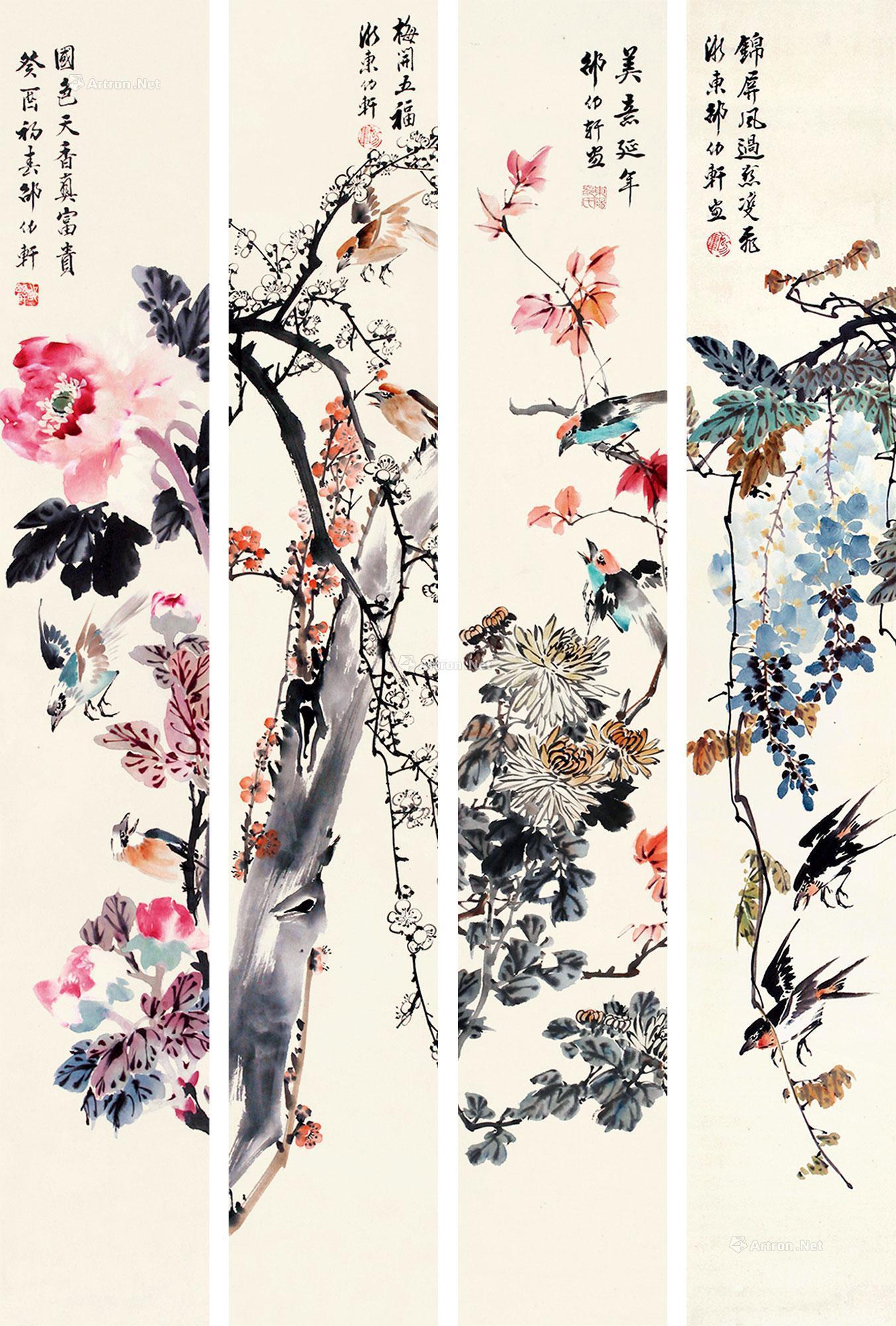 2198四君子图镜心纸本