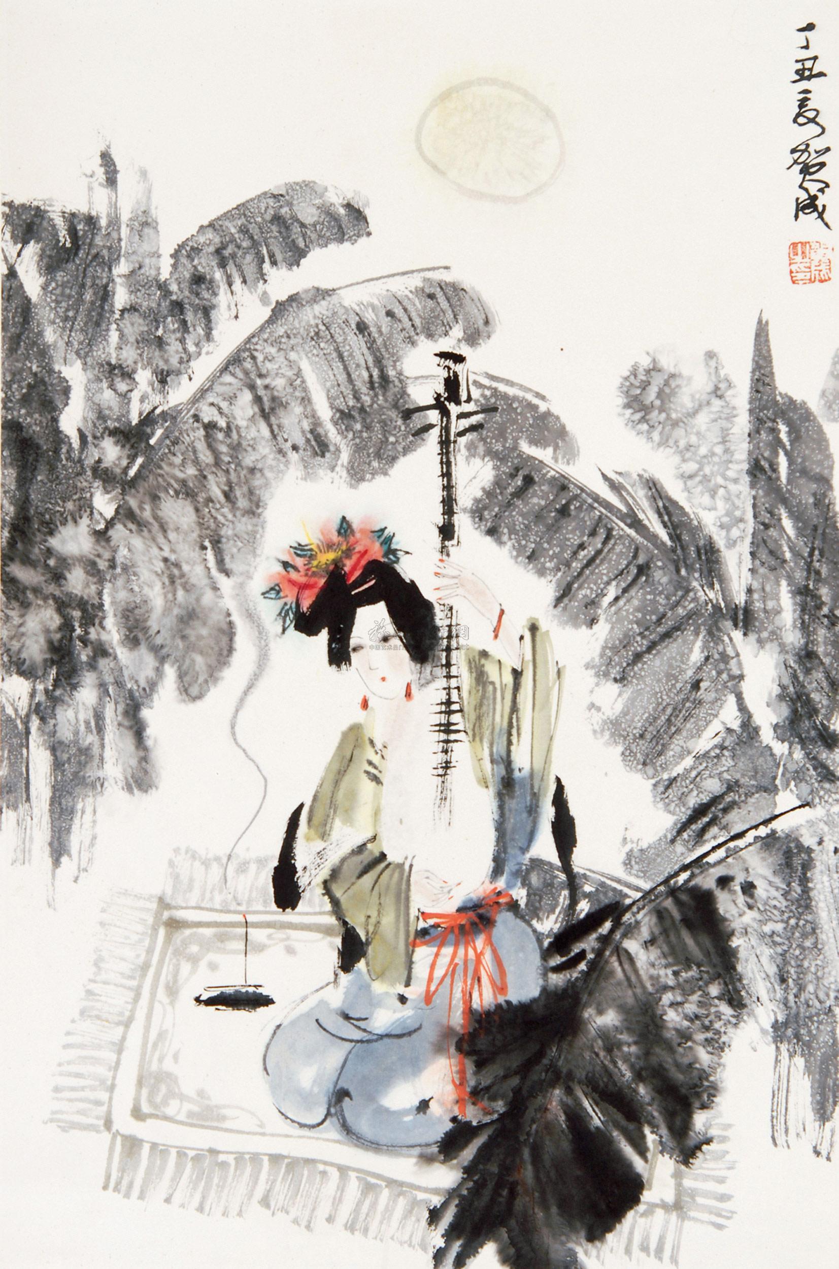 抚琴图-江苏当代书画-雅昌拍卖