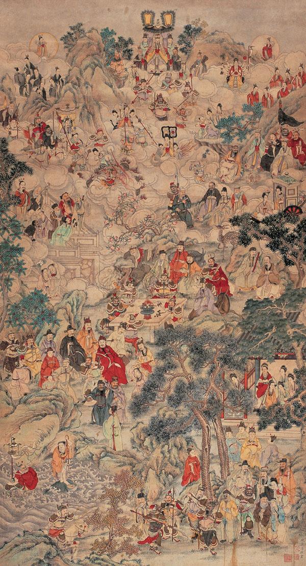 0580 群仙图 立轴 设色纸本