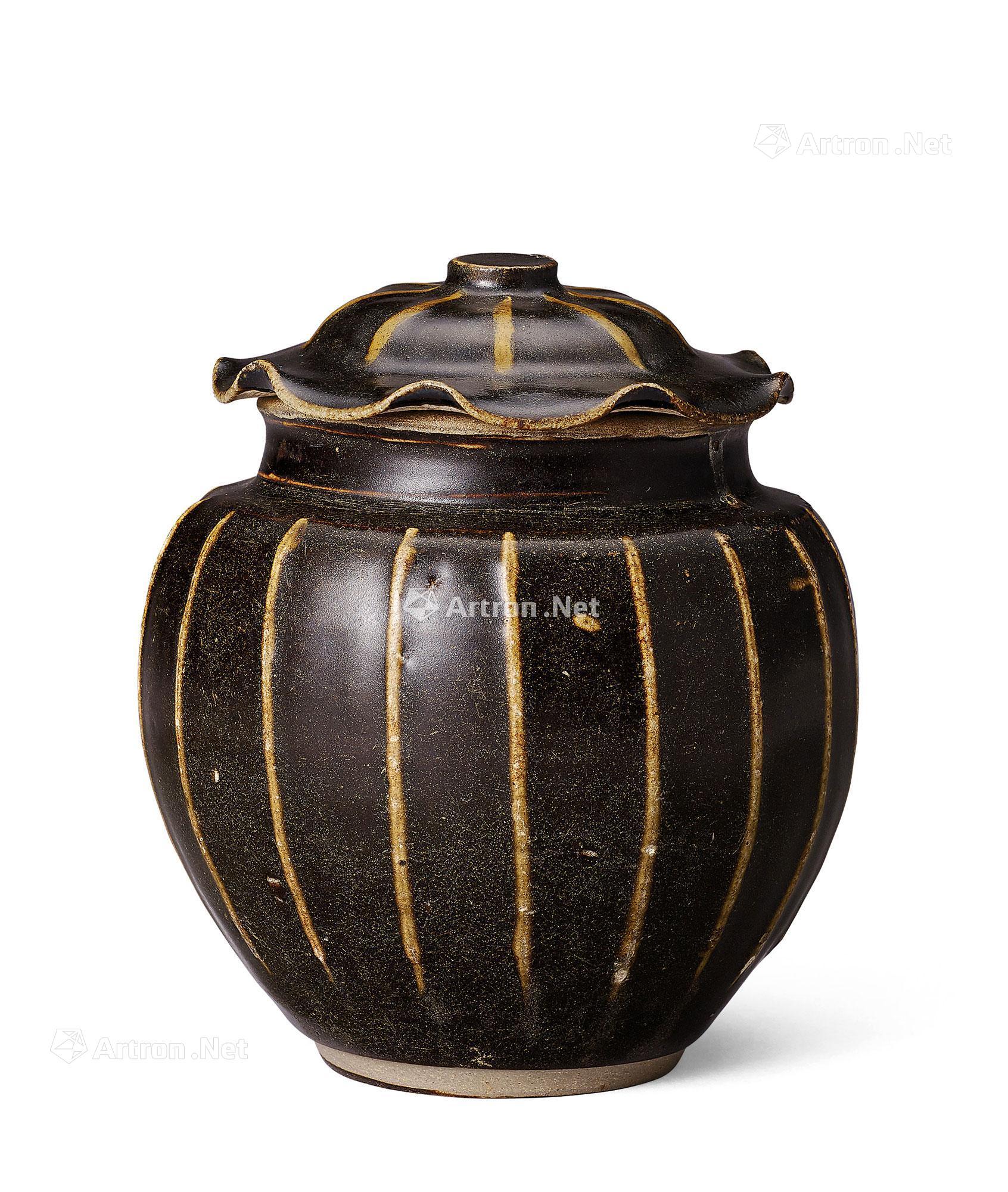 耀州窑黑釉堆线盖罐-「隽永典雅」崇德堂珍藏宋瓷暨明式家具-雅昌拍卖