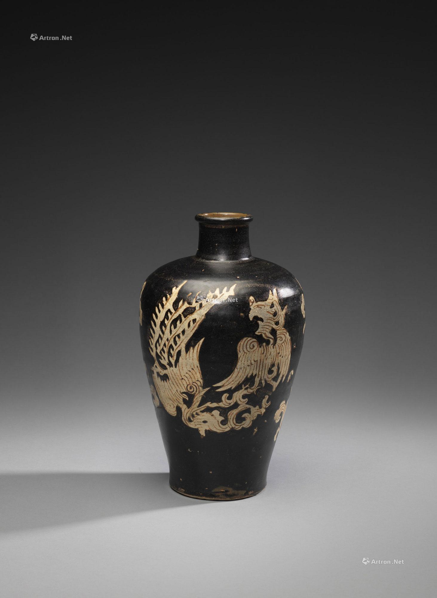 吉州窑黑釉剔花双凤纹梅瓶-古雅致臻——奉文堂藏中国古代陶瓷-雅昌