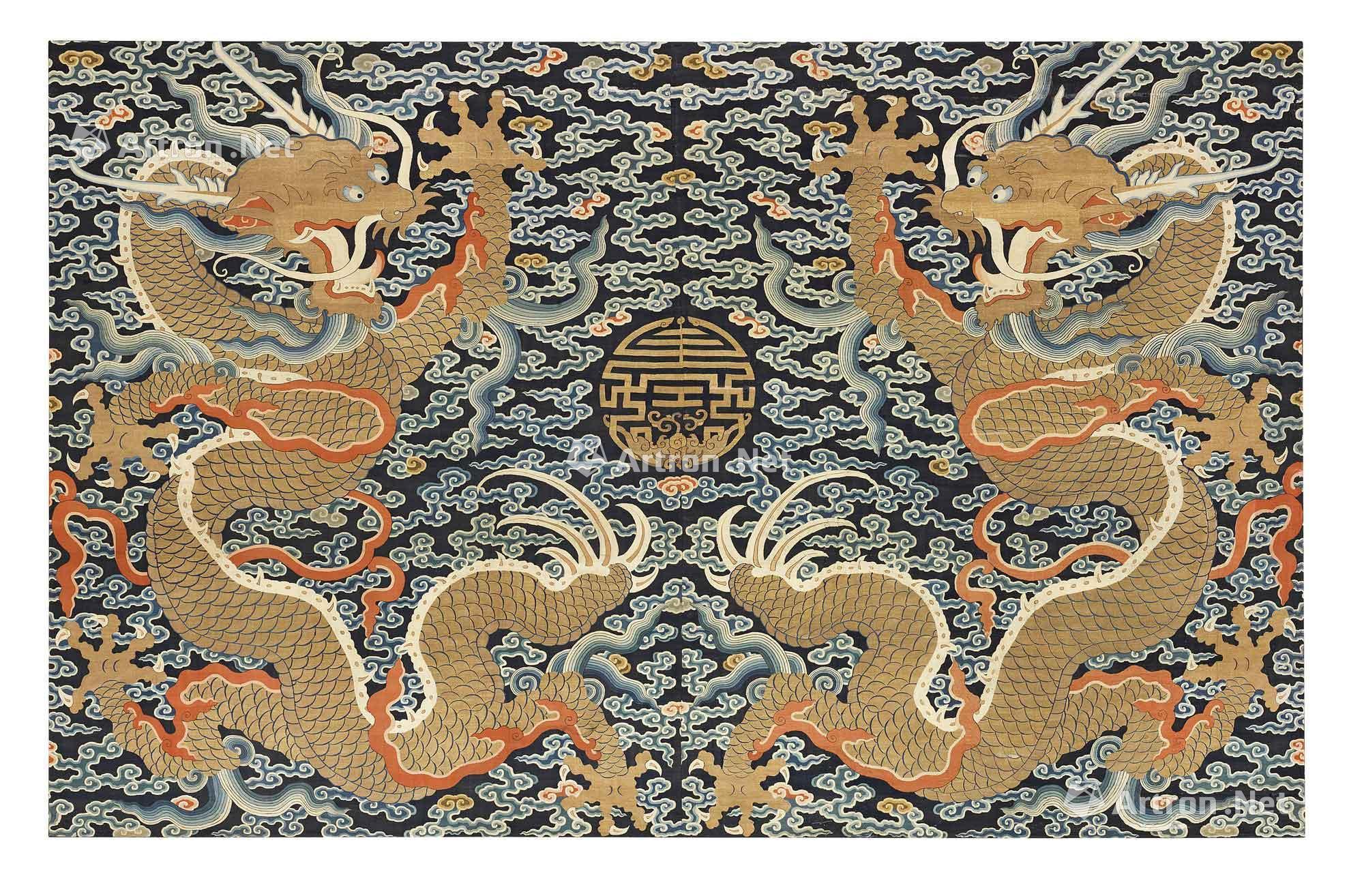 御制缂丝双龙捧寿挂屏-中国艺术精品专场-雅昌拍卖