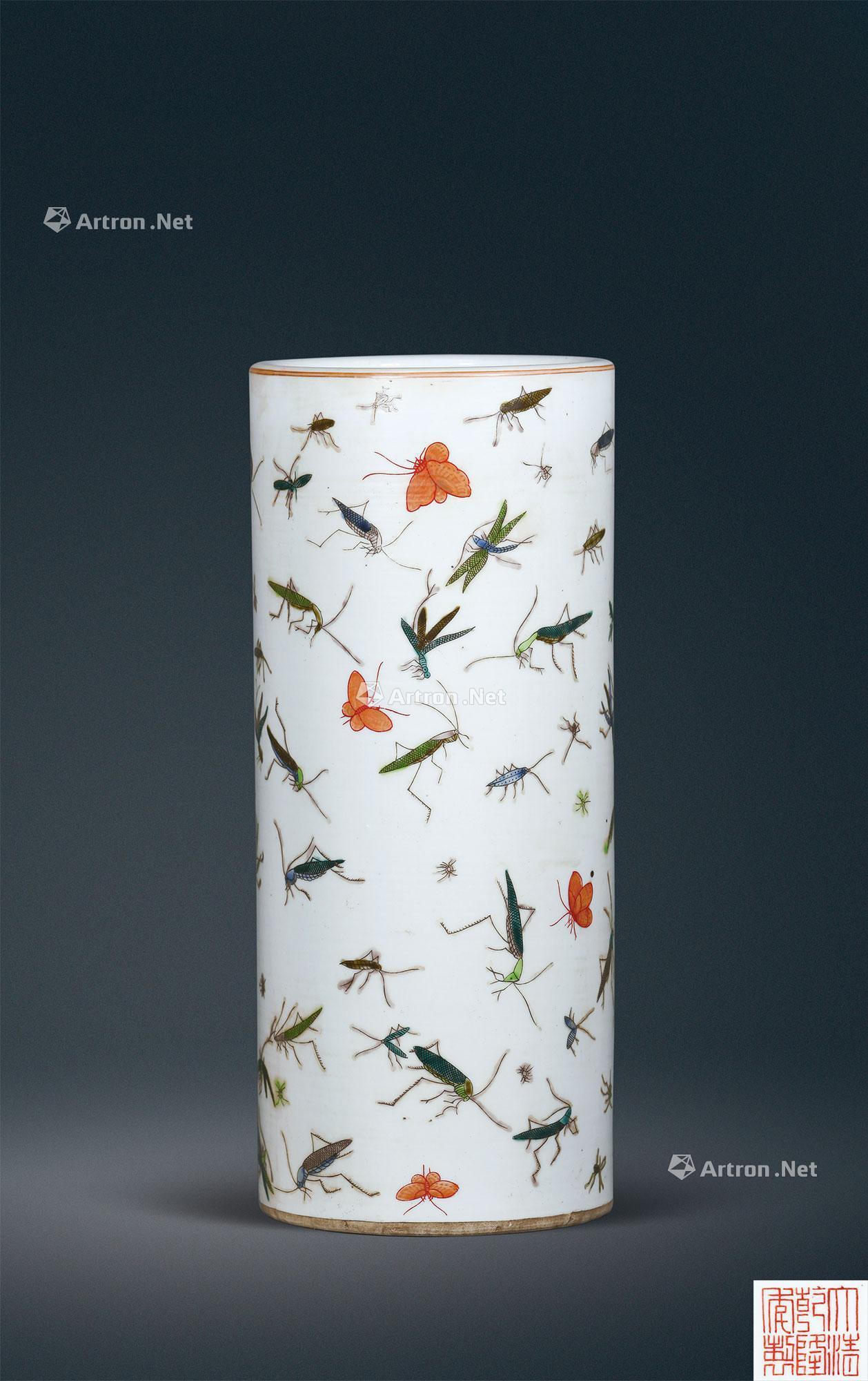 粉彩百虫纹帽筒-瓷器专场-雅昌拍卖