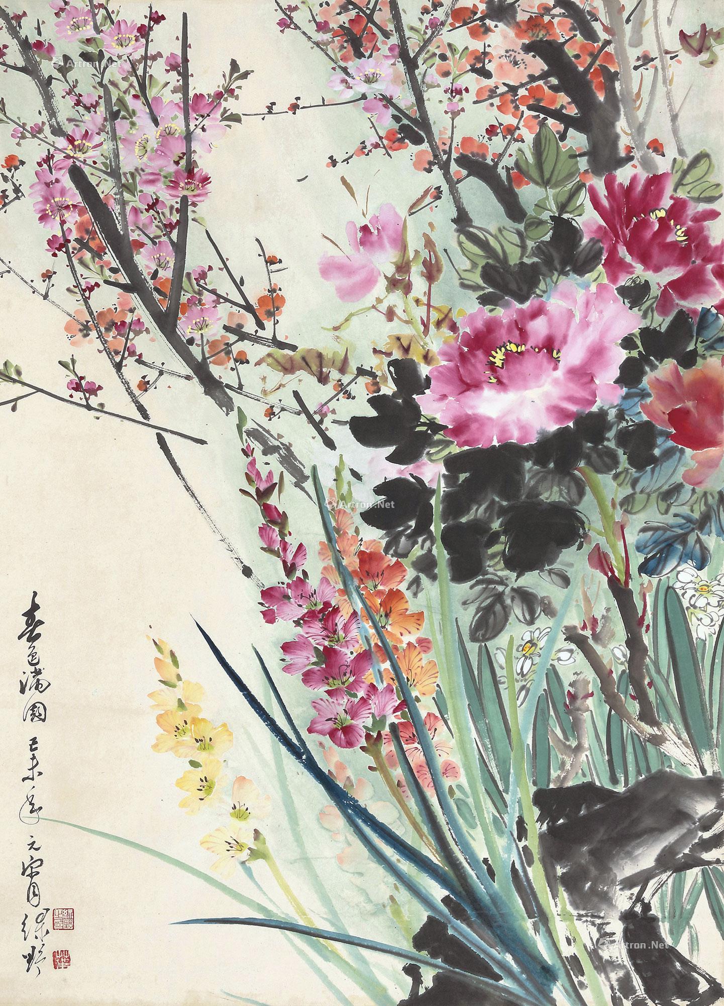 0091春色满园立轴设色纸本