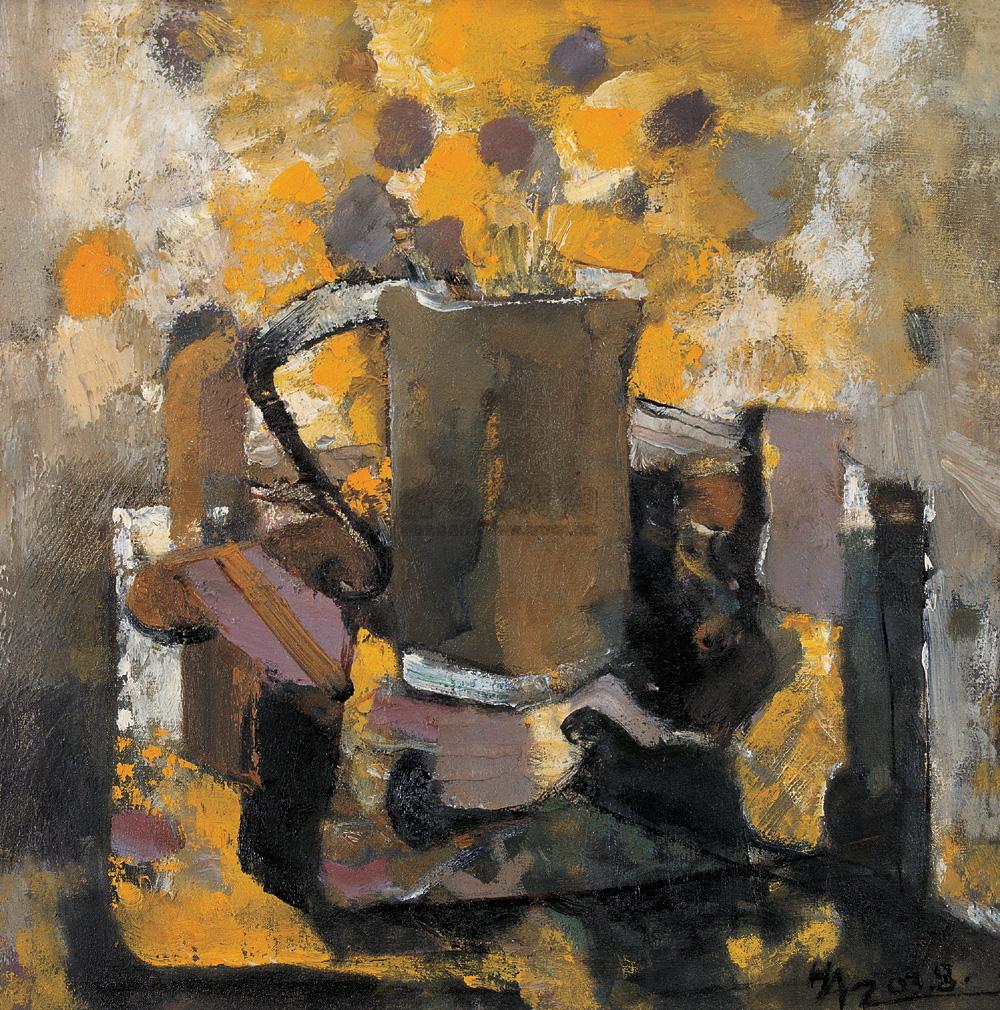 0028 2003年作 静物桌上的器皿 布面 油画