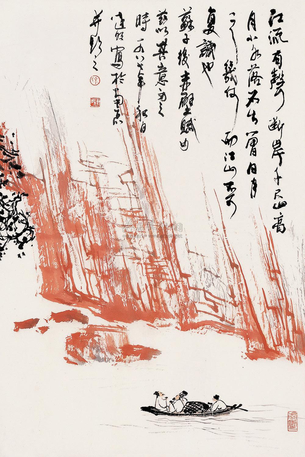 0044 1987年作 赤壁怀古 立轴 设色纸本