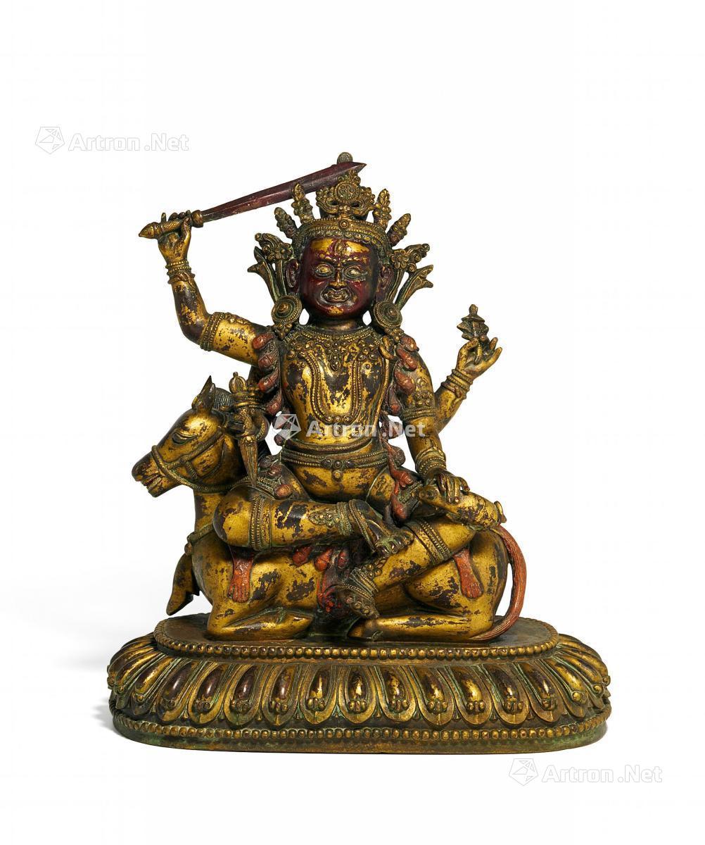 鎏金铜四臂吉祥天母像-亚洲古董珍玩-雅昌拍卖