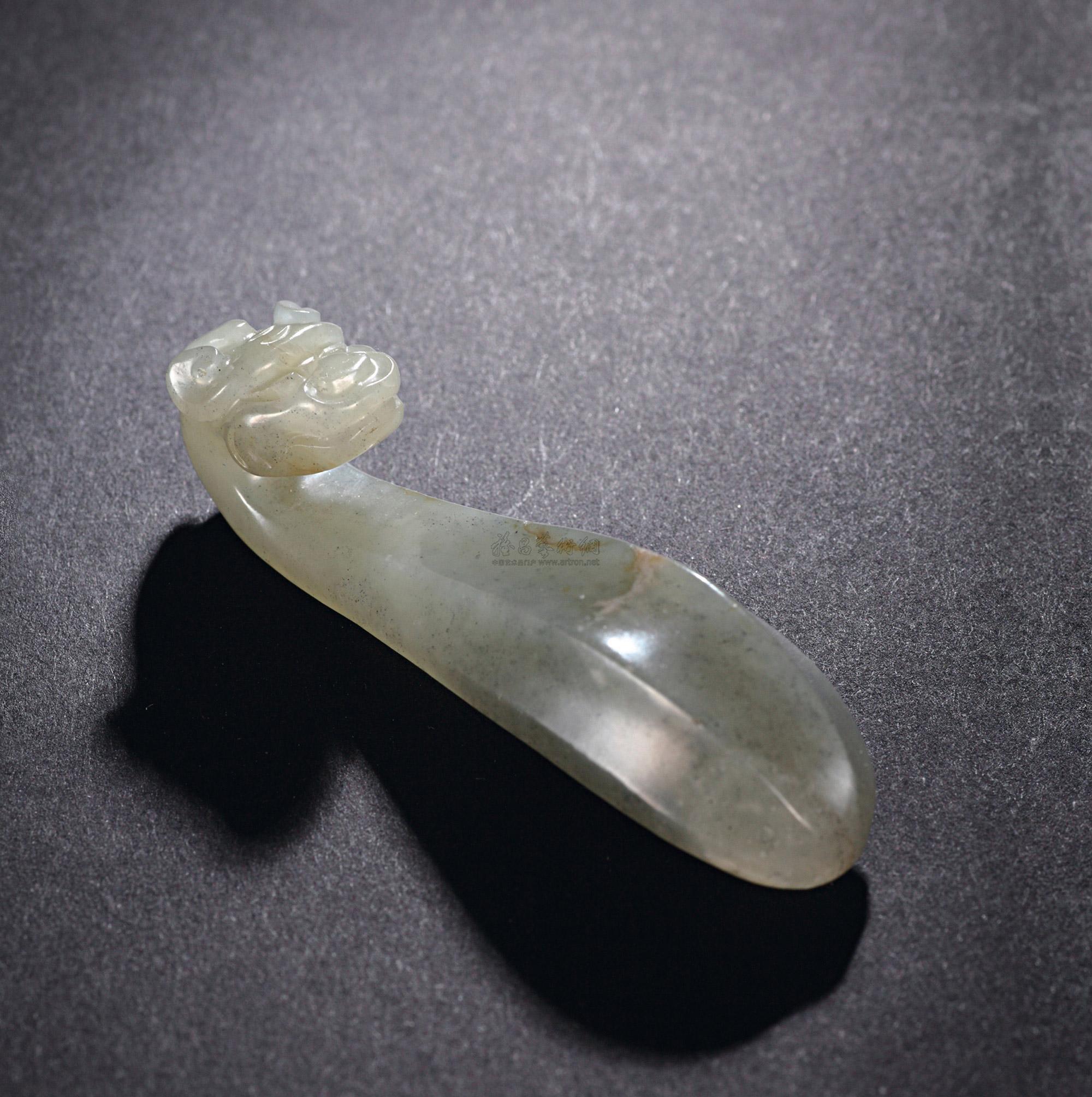0773明青玉龙头带钩