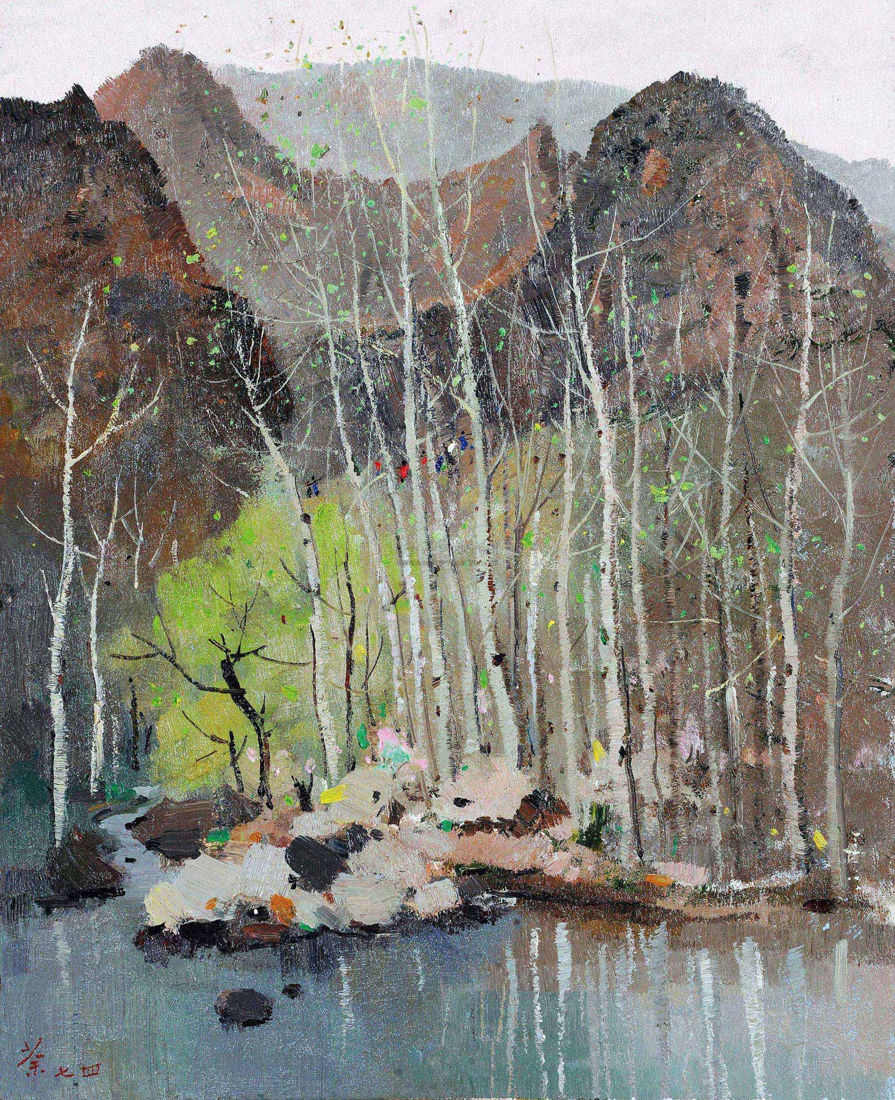 0371 1974年作 初春 布面 油画