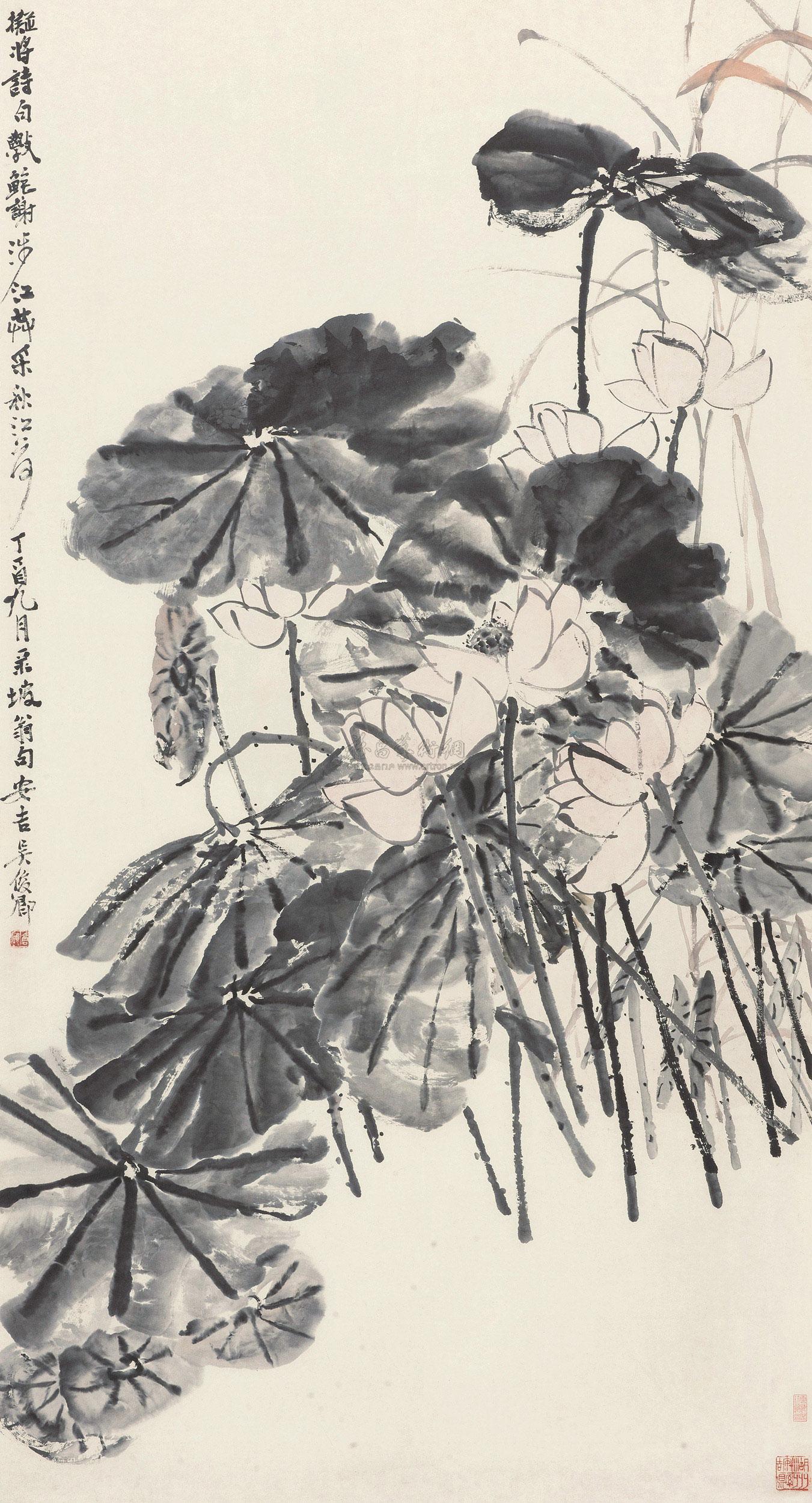 34891897年作墨荷立轴设色纸本