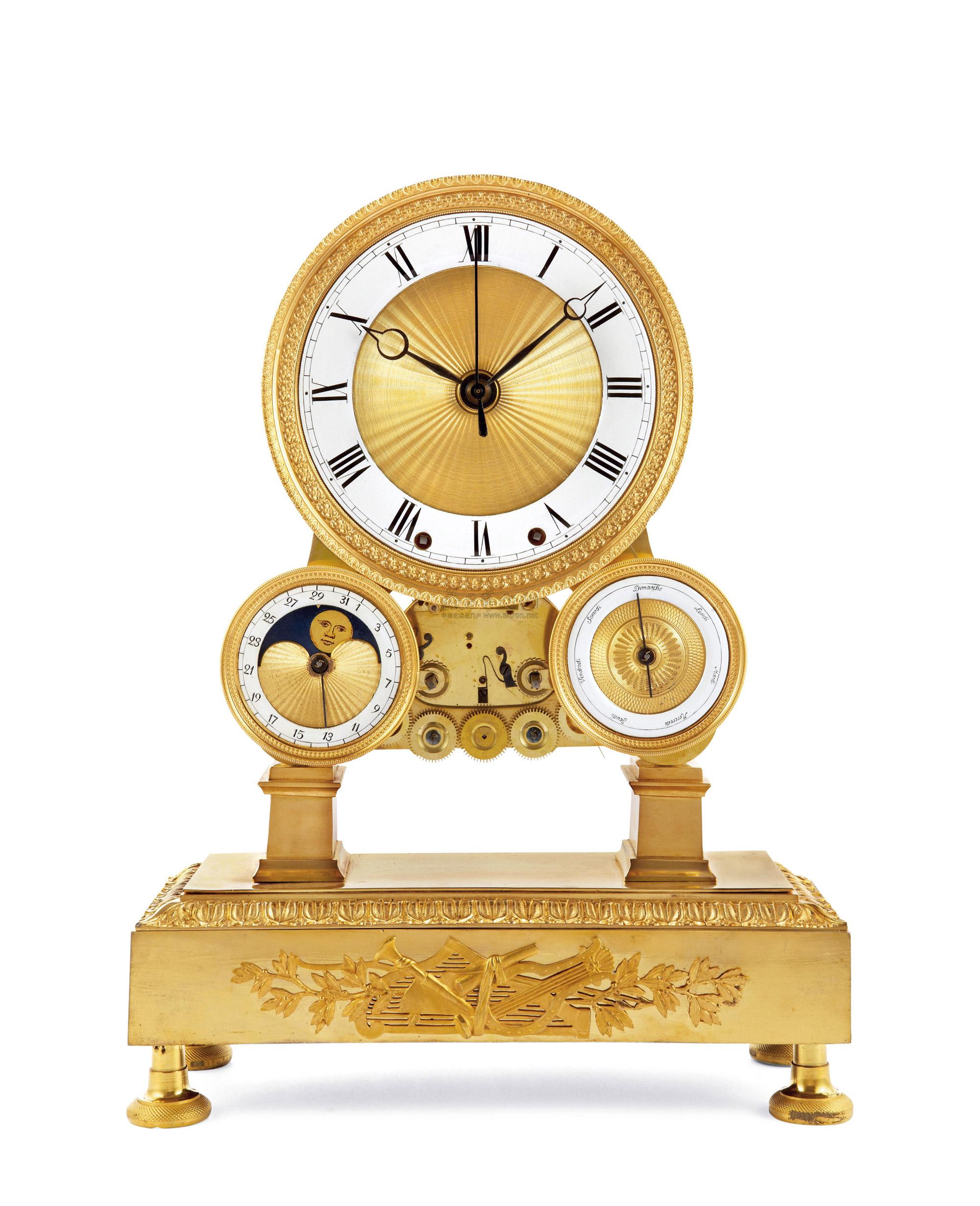 3417 18世纪末至19世纪初制 法国 路易十五时期铜鎏金日月星辰五计