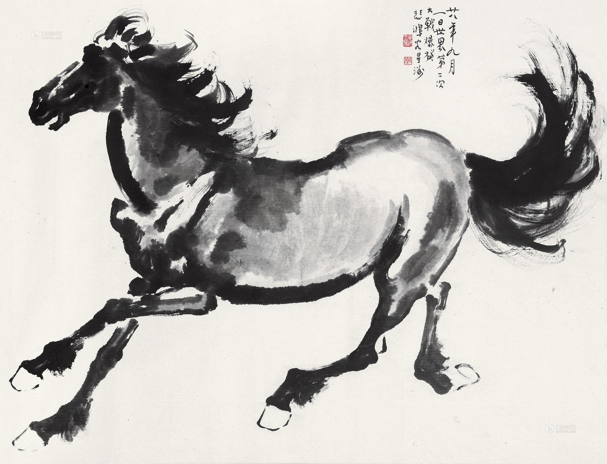 奔马图-中国近现代书画夜场-雅昌拍卖