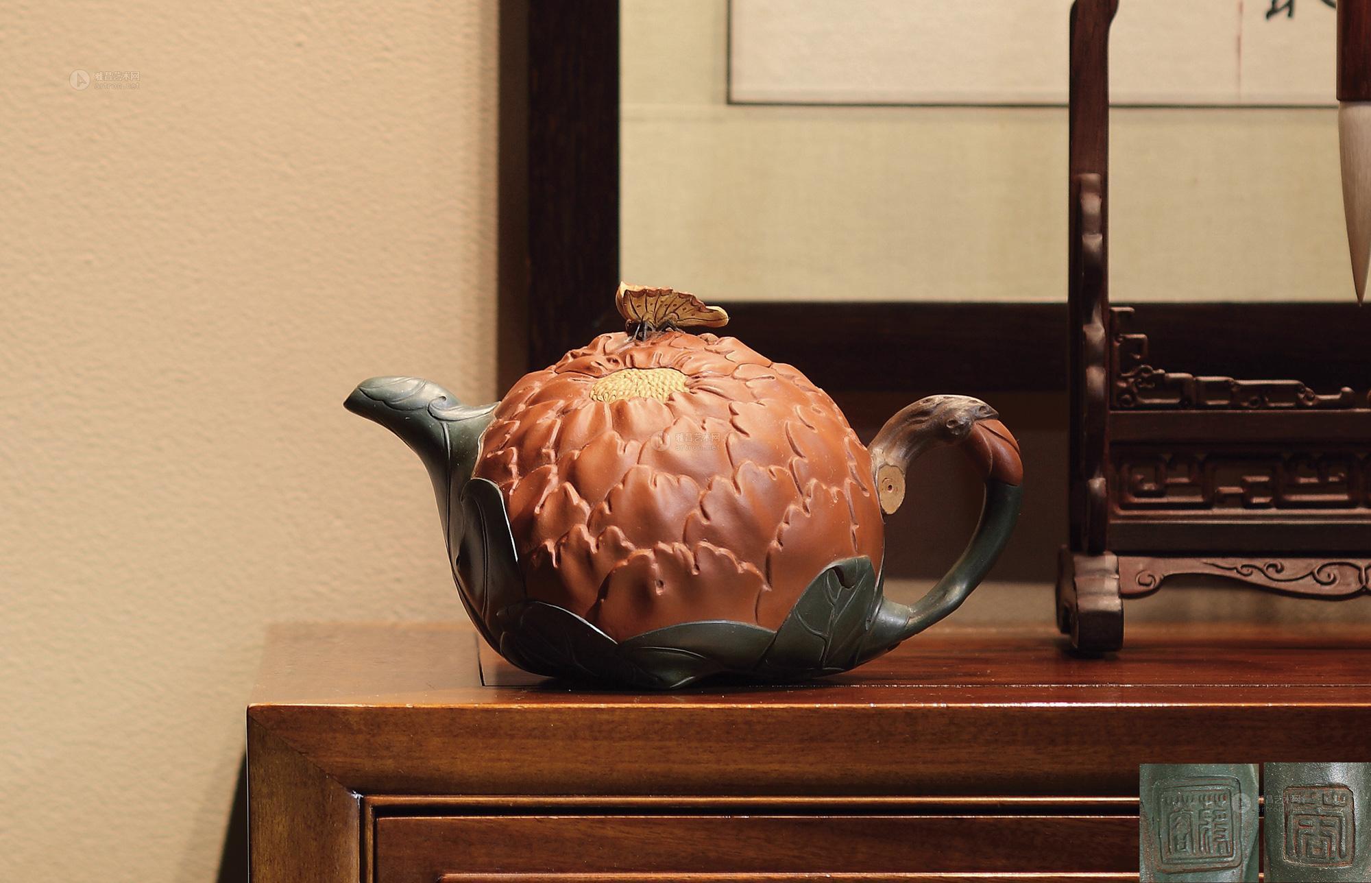 7263 1997年制 蒋蓉 牡丹蝴蝶壶