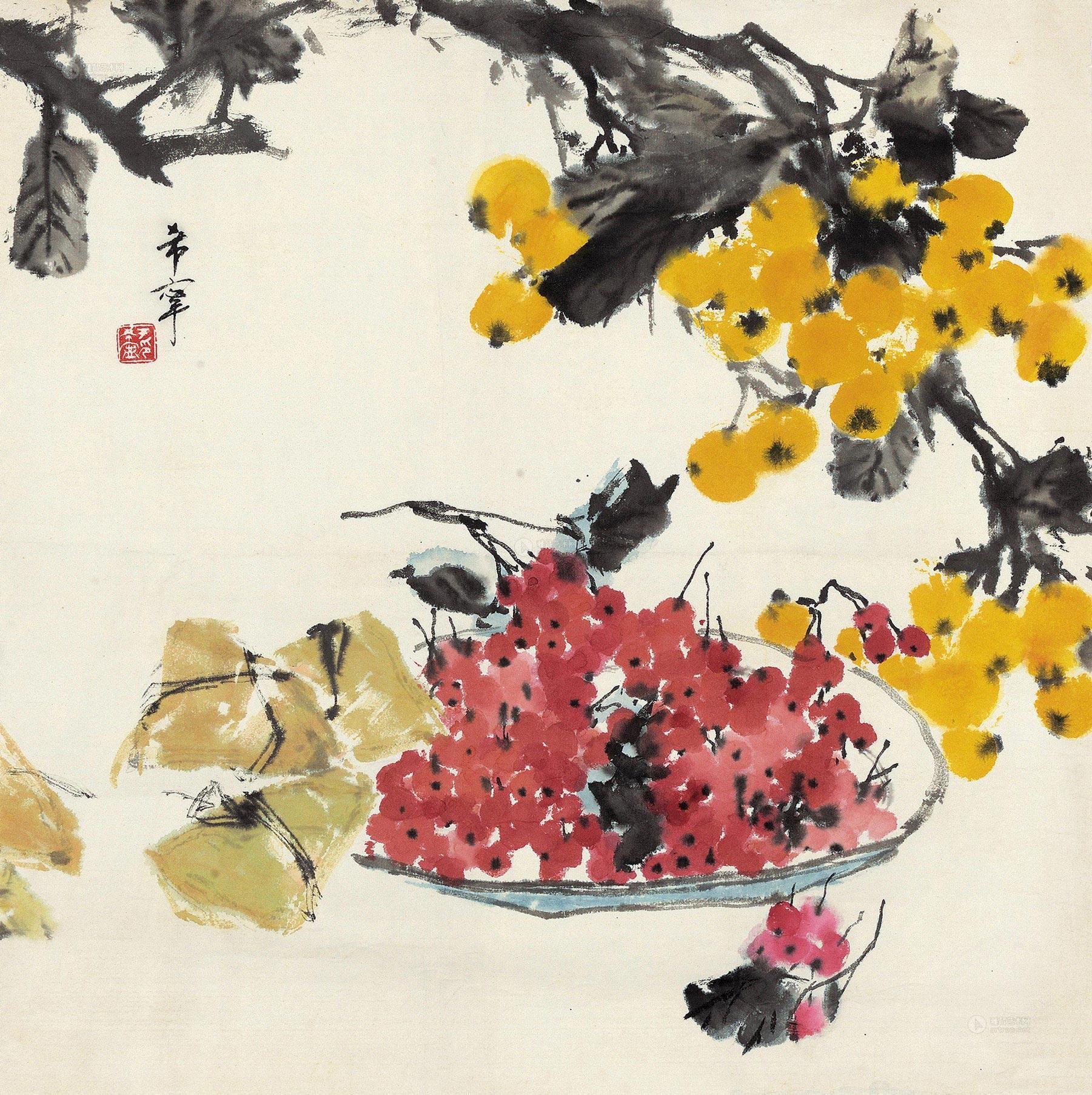 枇杷樱桃-醉墨—近现代书画(一)-雅昌拍卖
