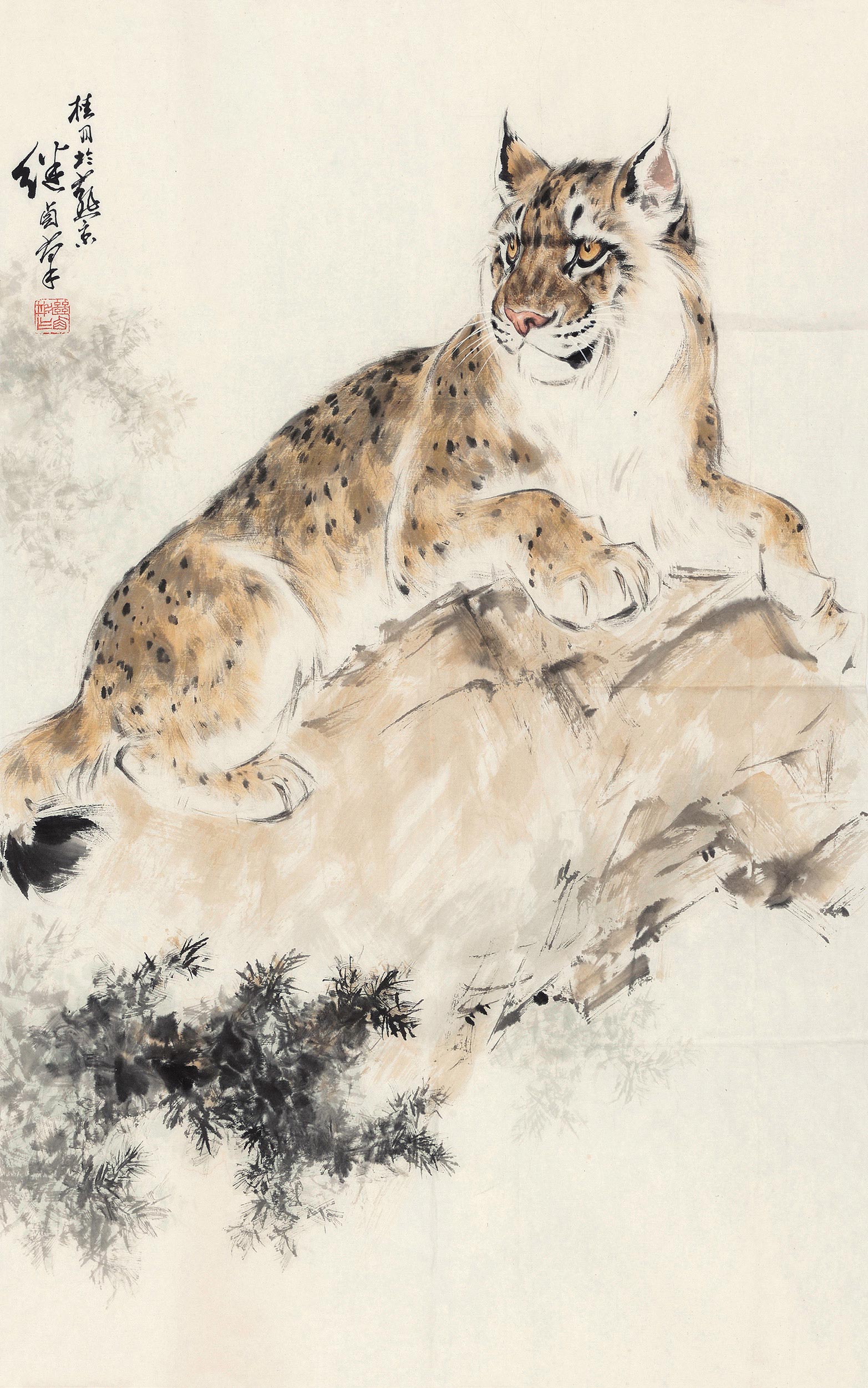 4492 猞猁 镜心 设色纸本