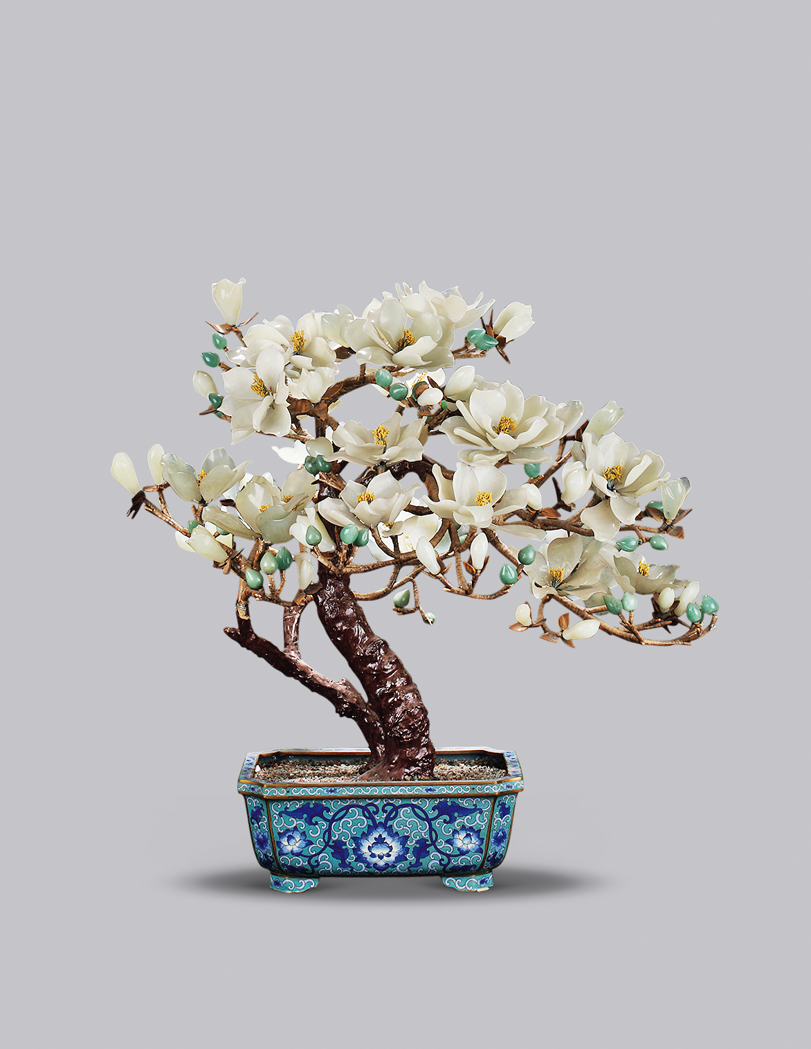 1826近代景泰蓝玉兰花盆景