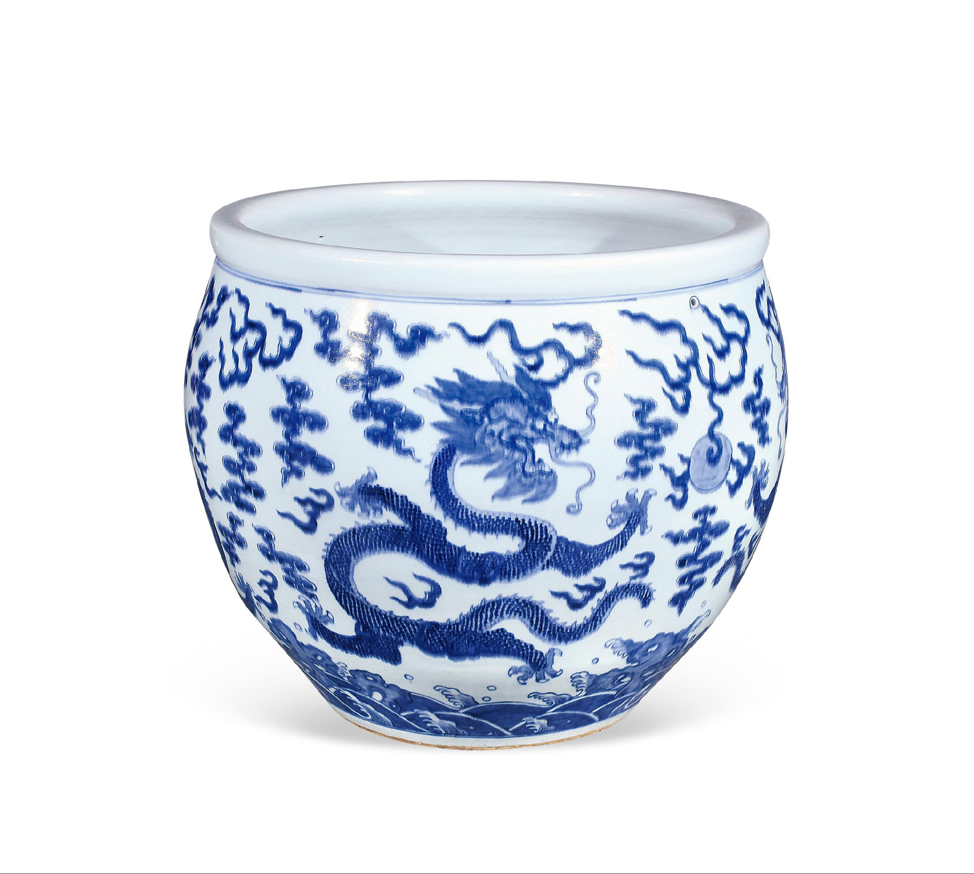 1054清乾隆青花龙纹大缸