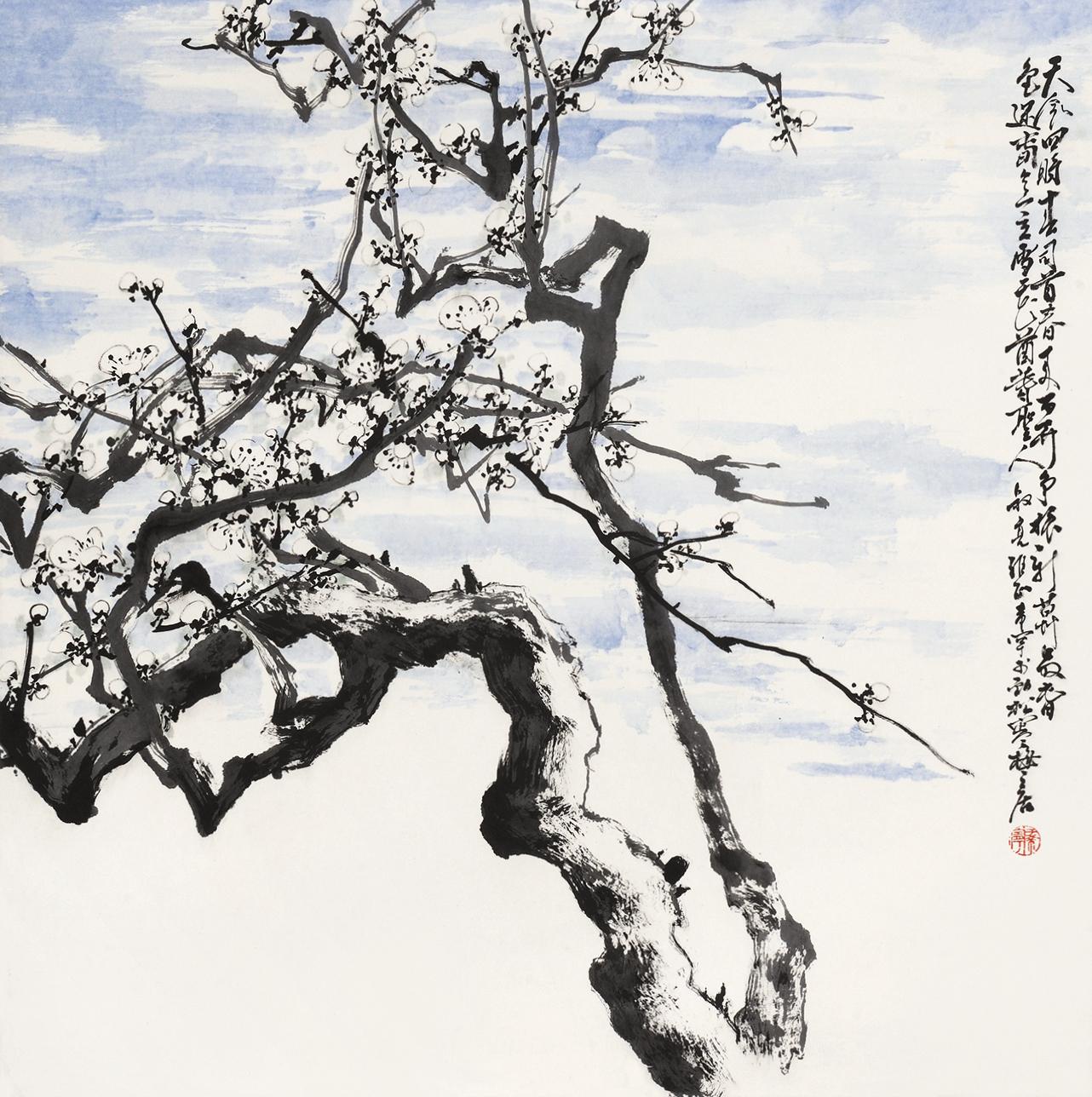 5190白梅镜心设色纸本