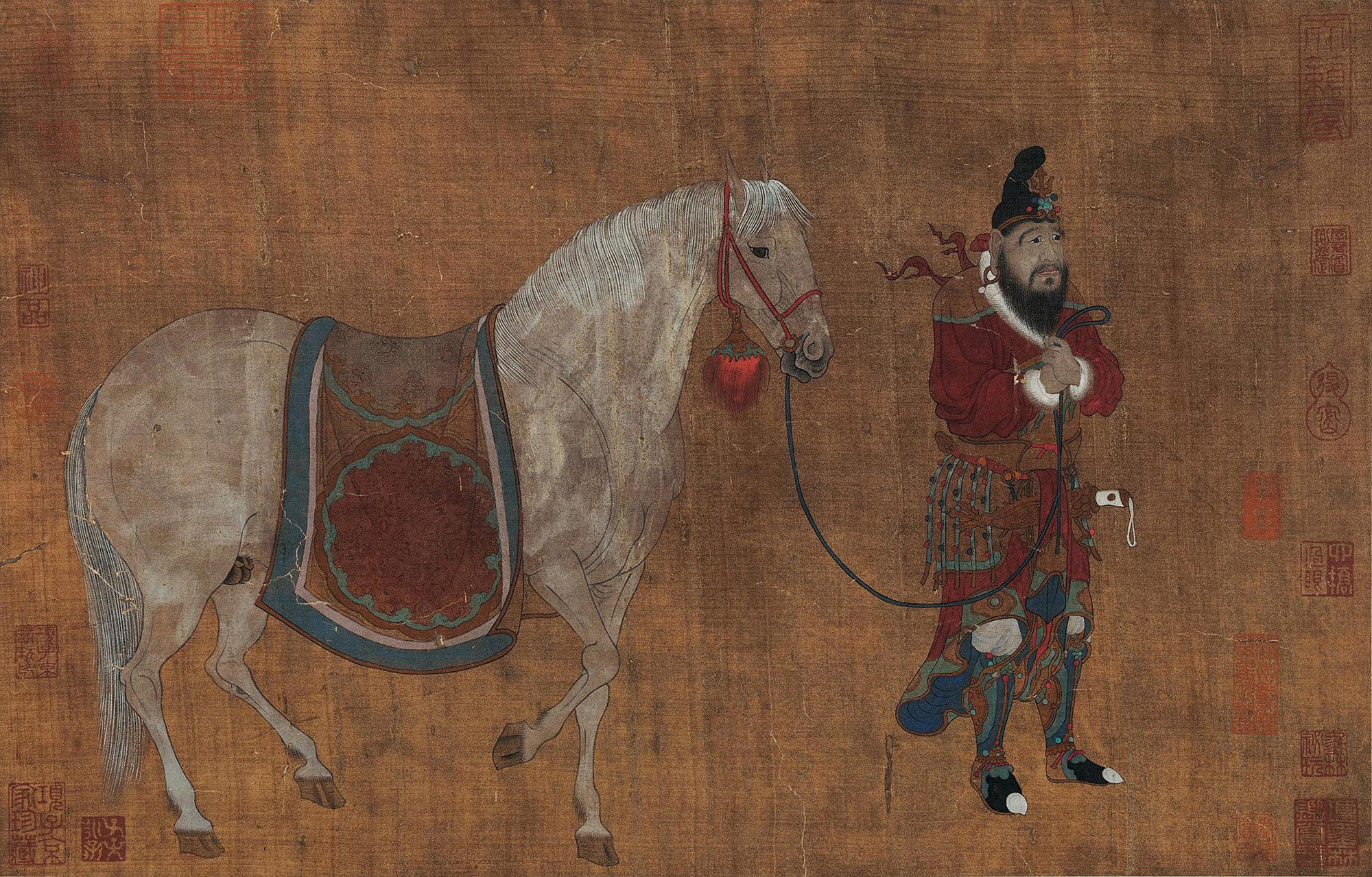 5042朝贡图镜心设色绢本