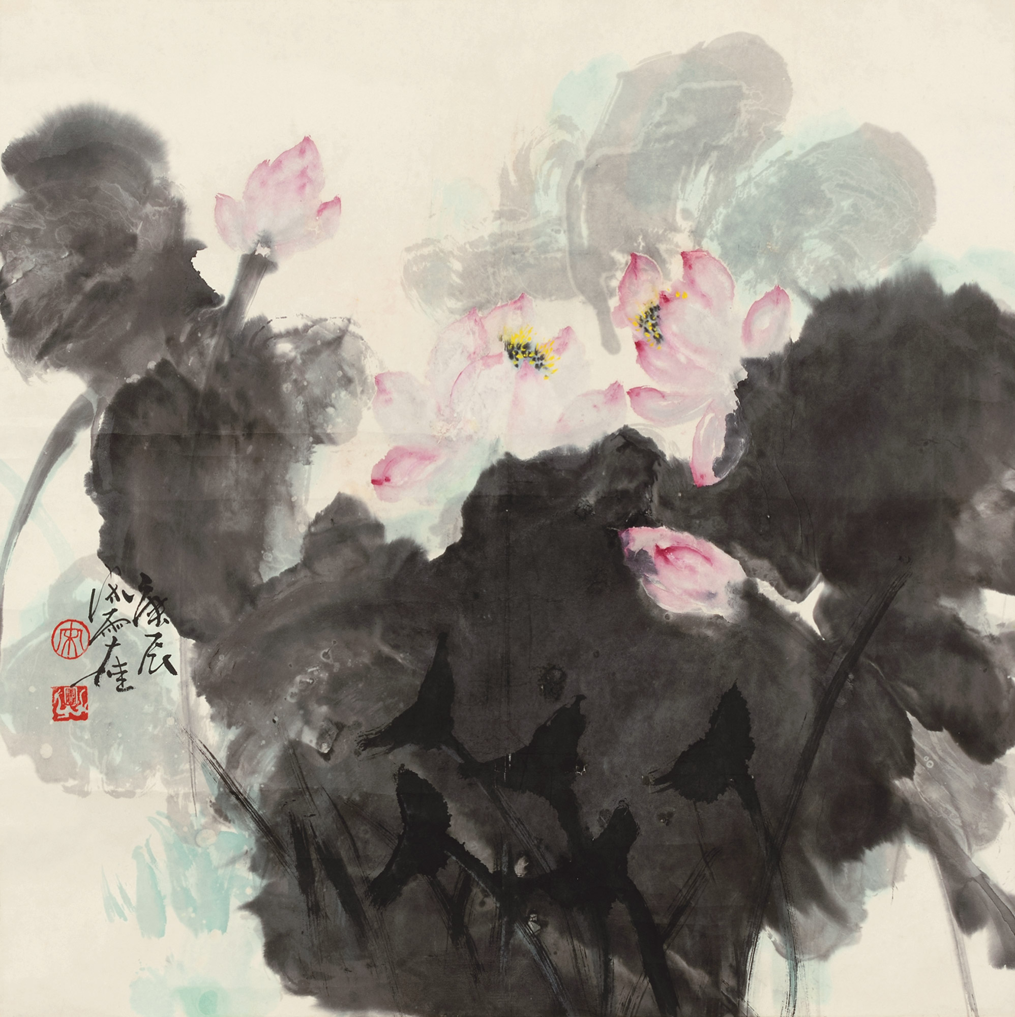 63602000年作夏荷镜心设色纸本