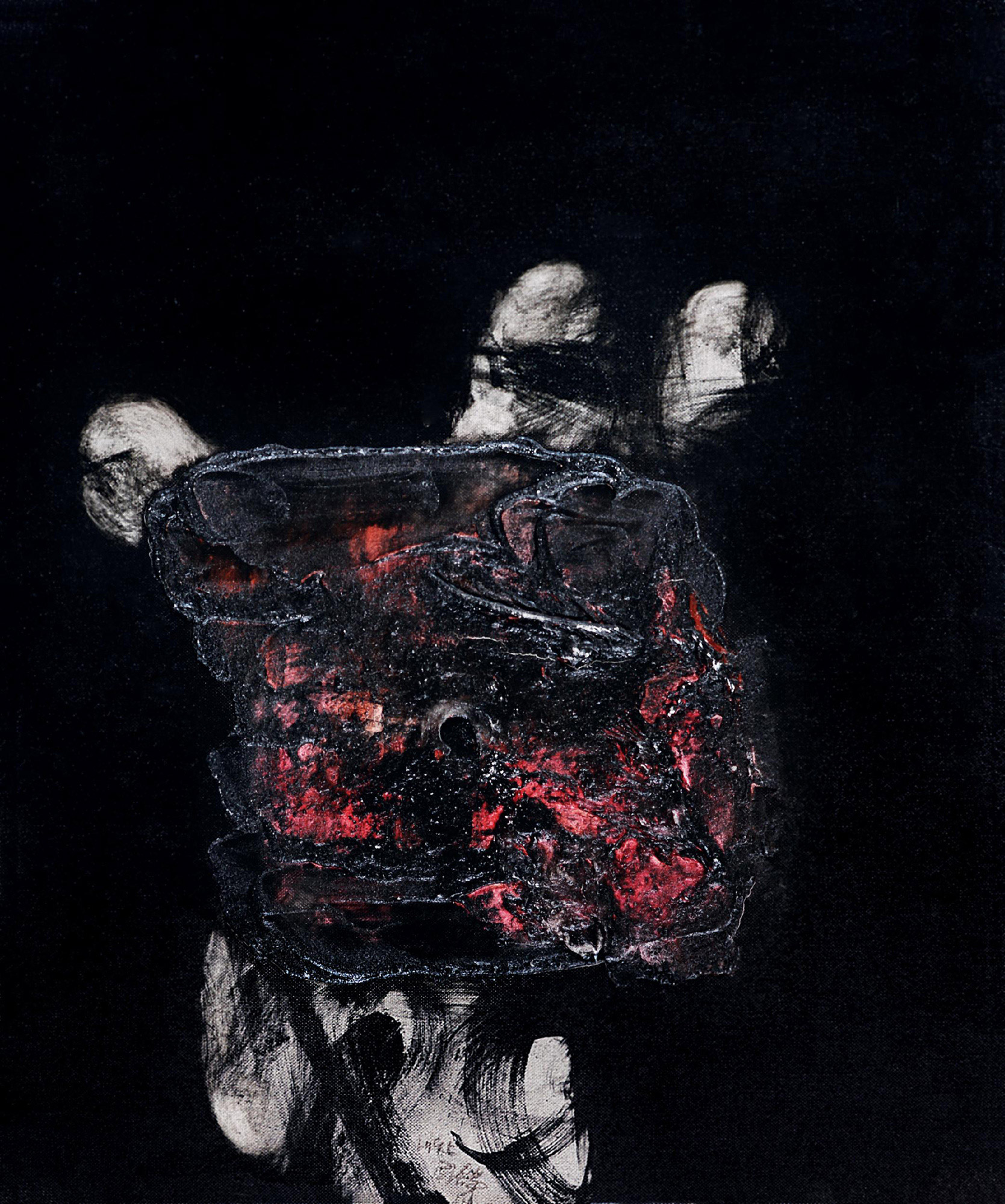 45771995年作黑色太湖石布面油画