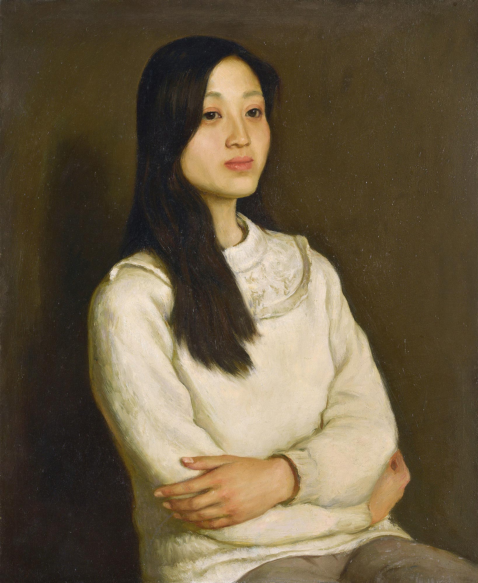 4069 20世纪90年代初期作 文艺青年 布面油画