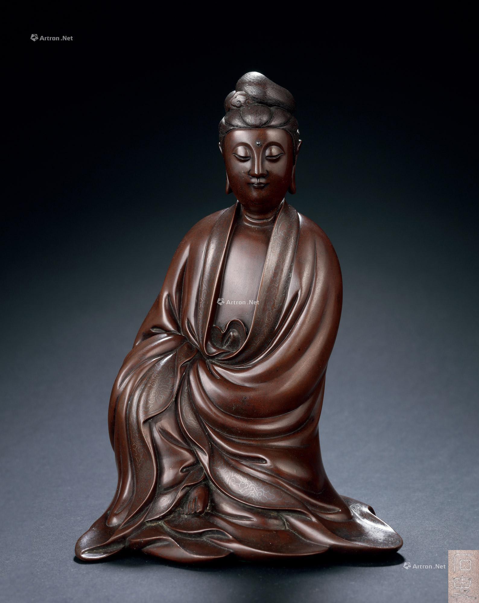 石叟制铜错银丝观音坐像-禹贡 叁——五福五代清宫秘翫-雅昌拍卖