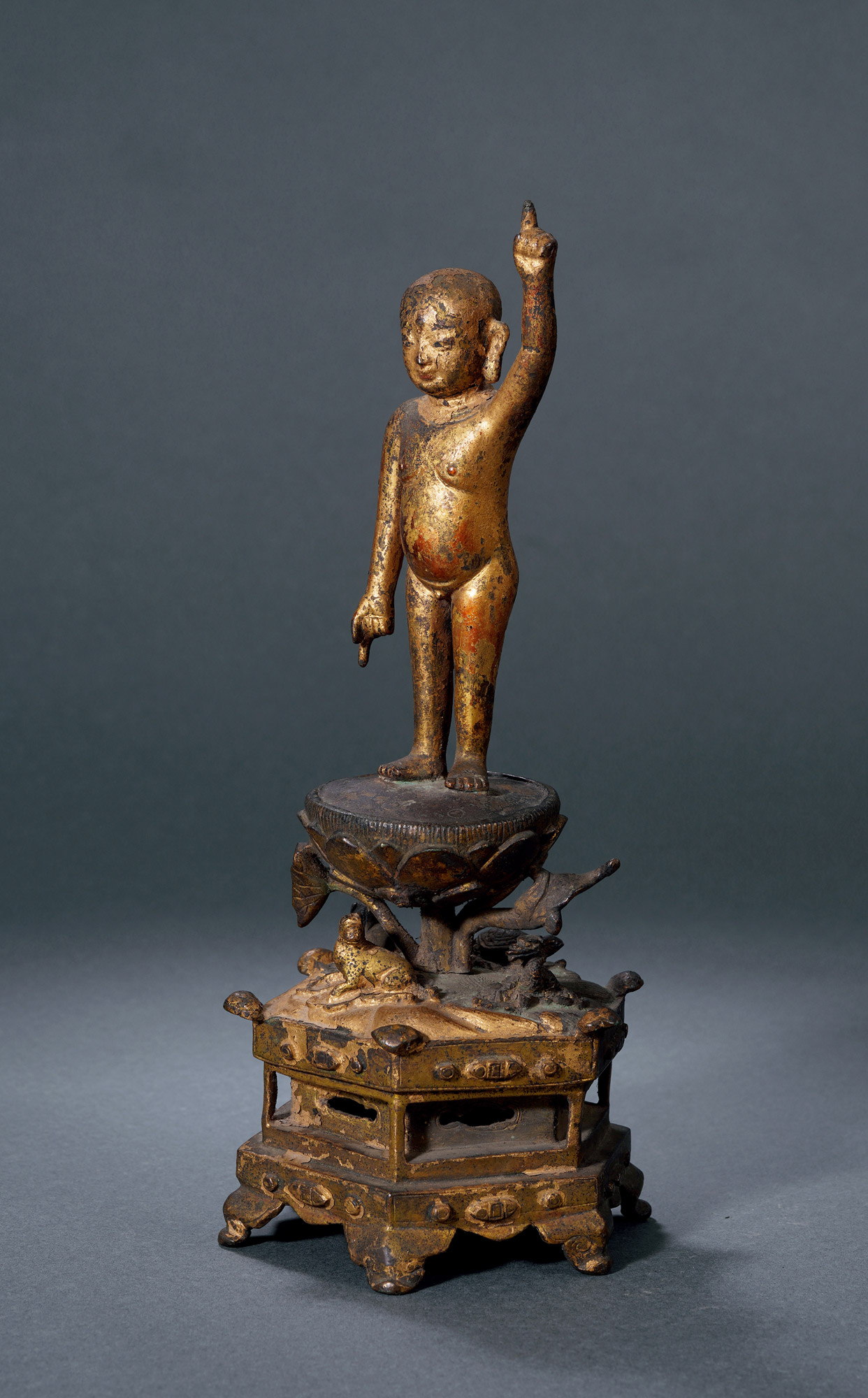 铜漆金须弥座释迦牟尼诞生像-中国古董珍玩Ⅱ 雅玩及玉器,造像,工艺品