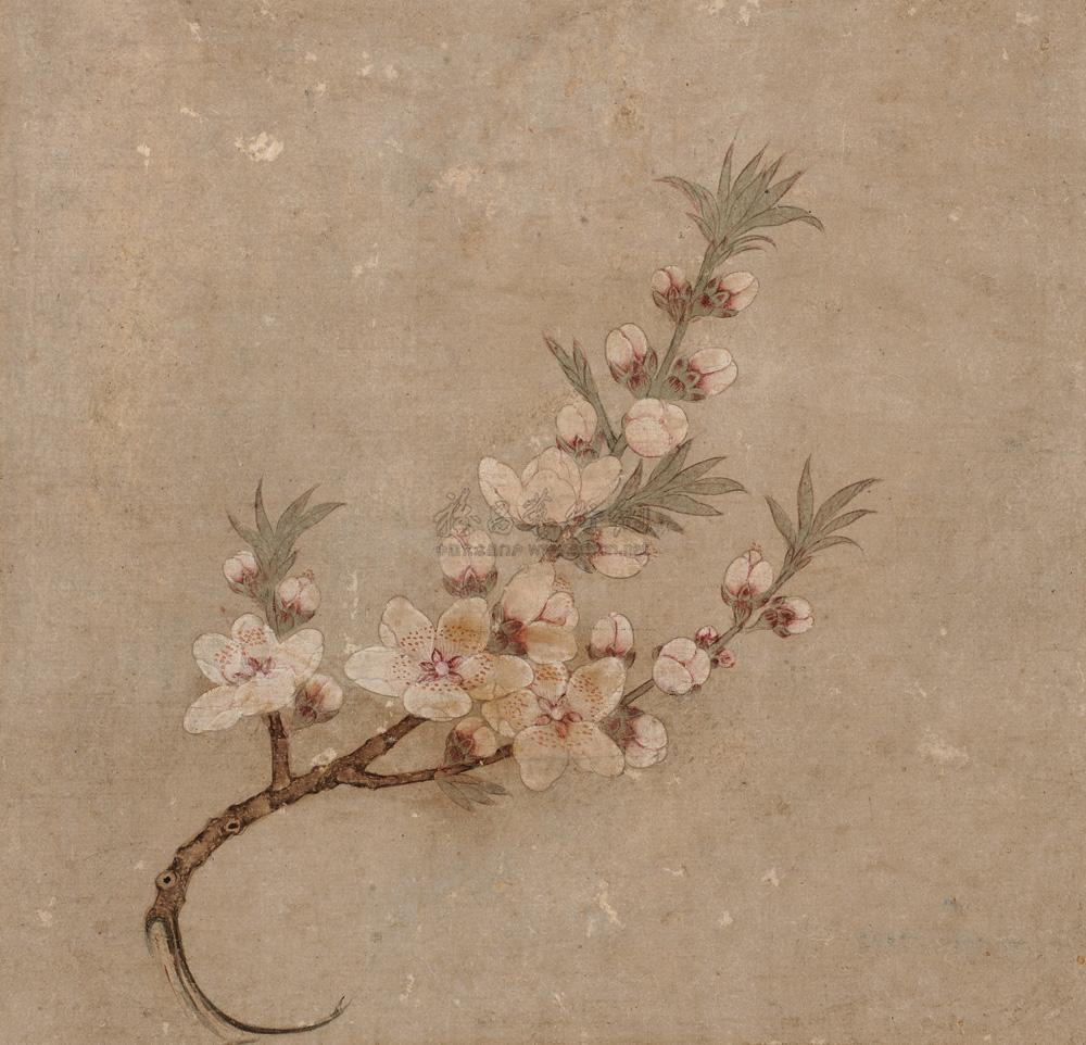 6336折枝桃花立轴设色纸本