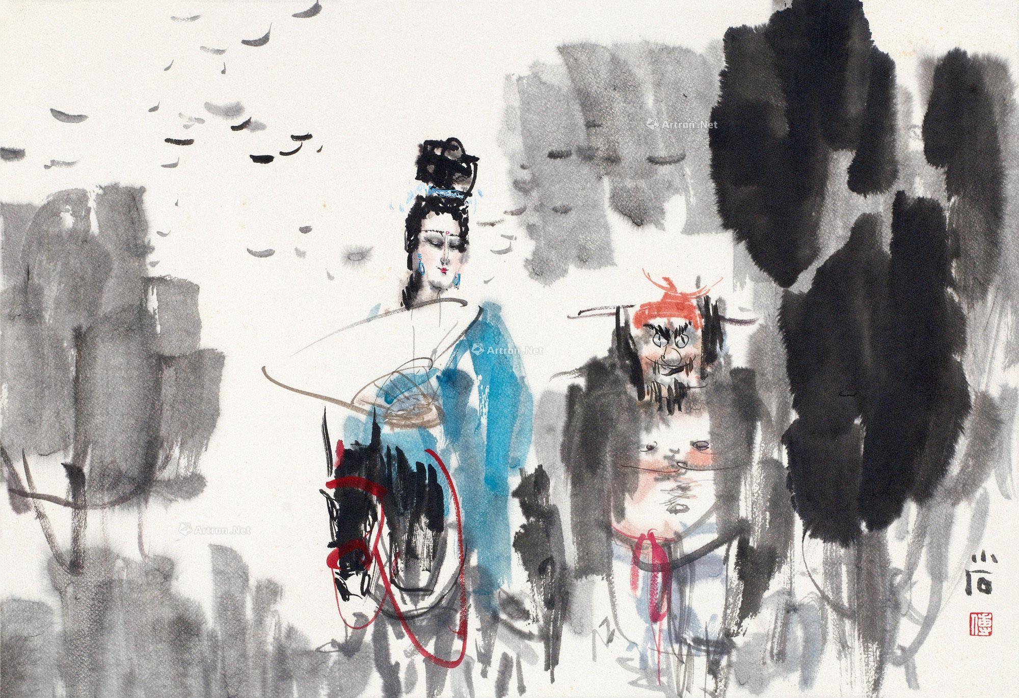 0354钟馗嫁妹镜心设色纸本