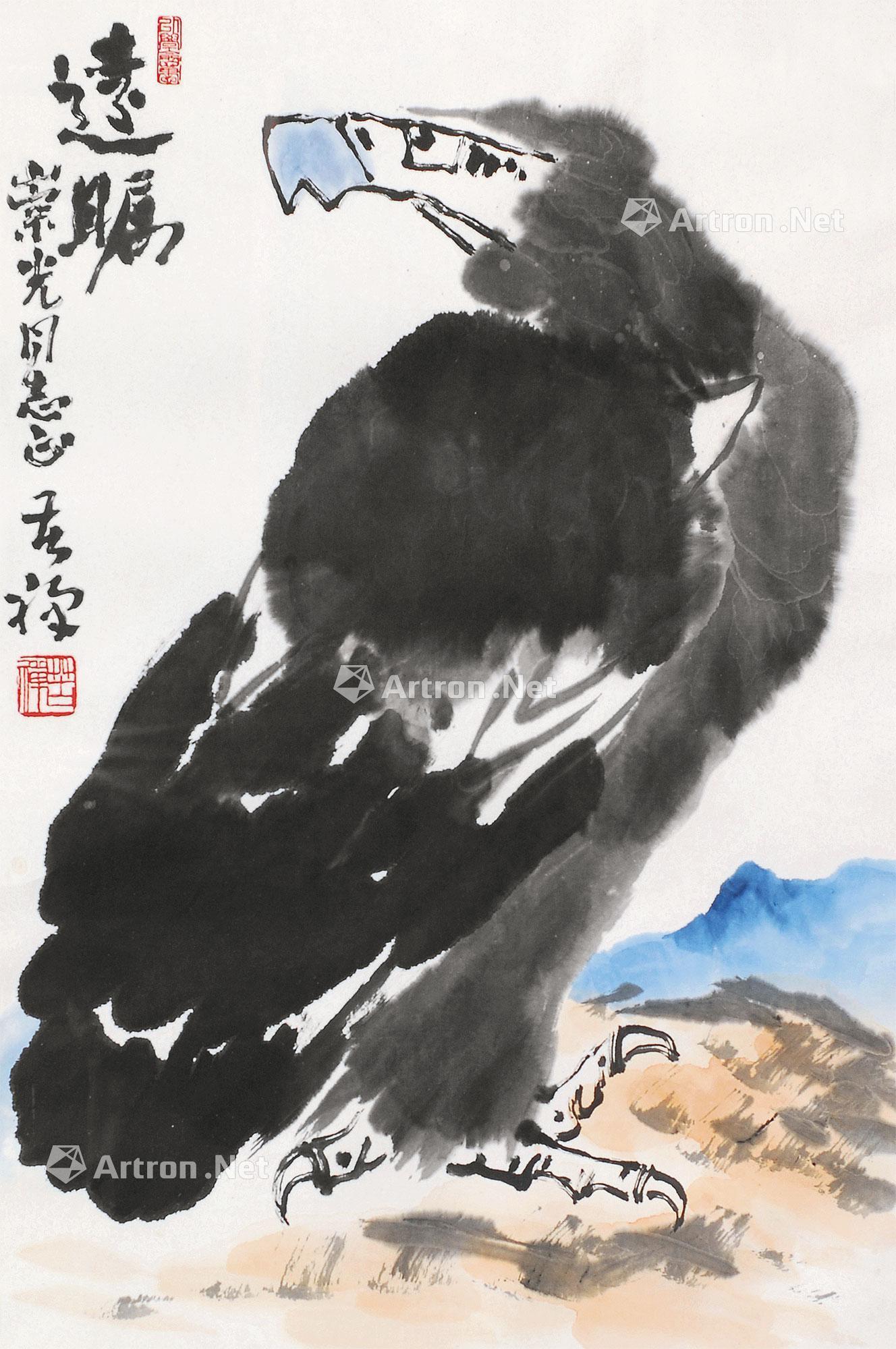 1055 远瞩 镜框 设色纸本