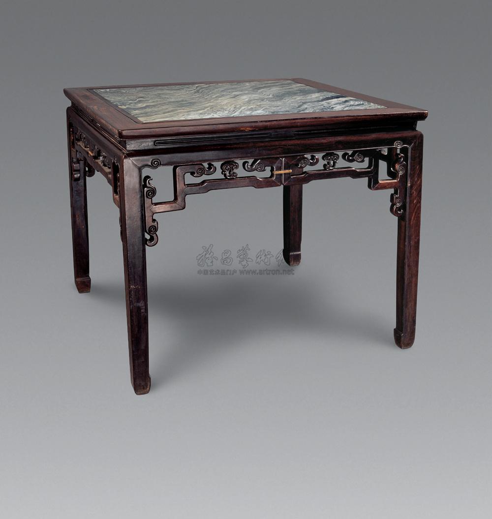 花梨木嵌大理石面八仙桌-明清古典家具专场-雅昌拍卖