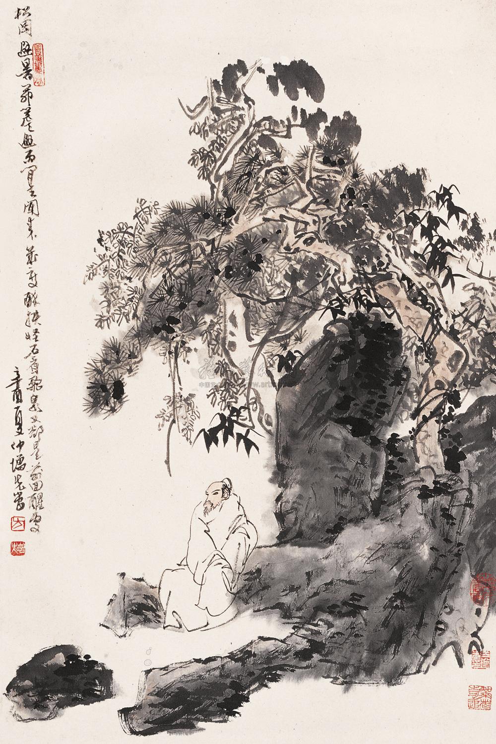 0019 1981年作 松下高士 立轴 设色纸本