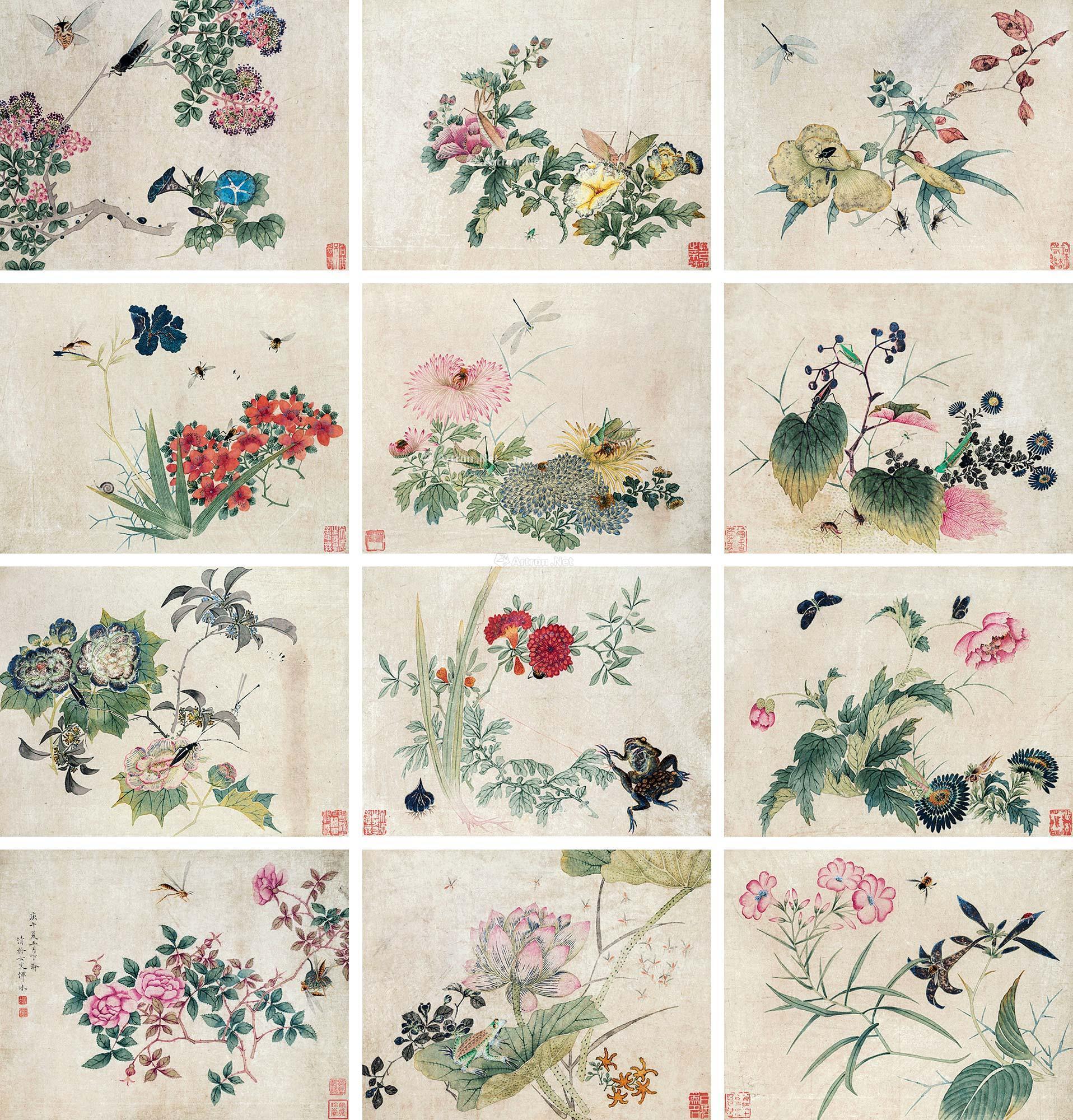 0597花鸟册册页十二开设色纸本