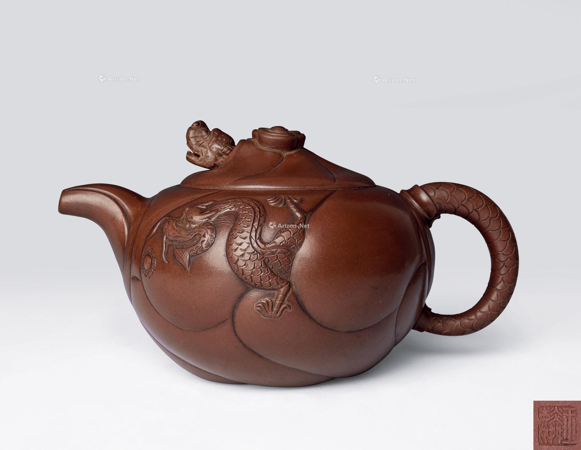 黄玉麟制鱼化龙壶-紫玉暗香——紫砂器,茶道具专场-雅昌拍卖