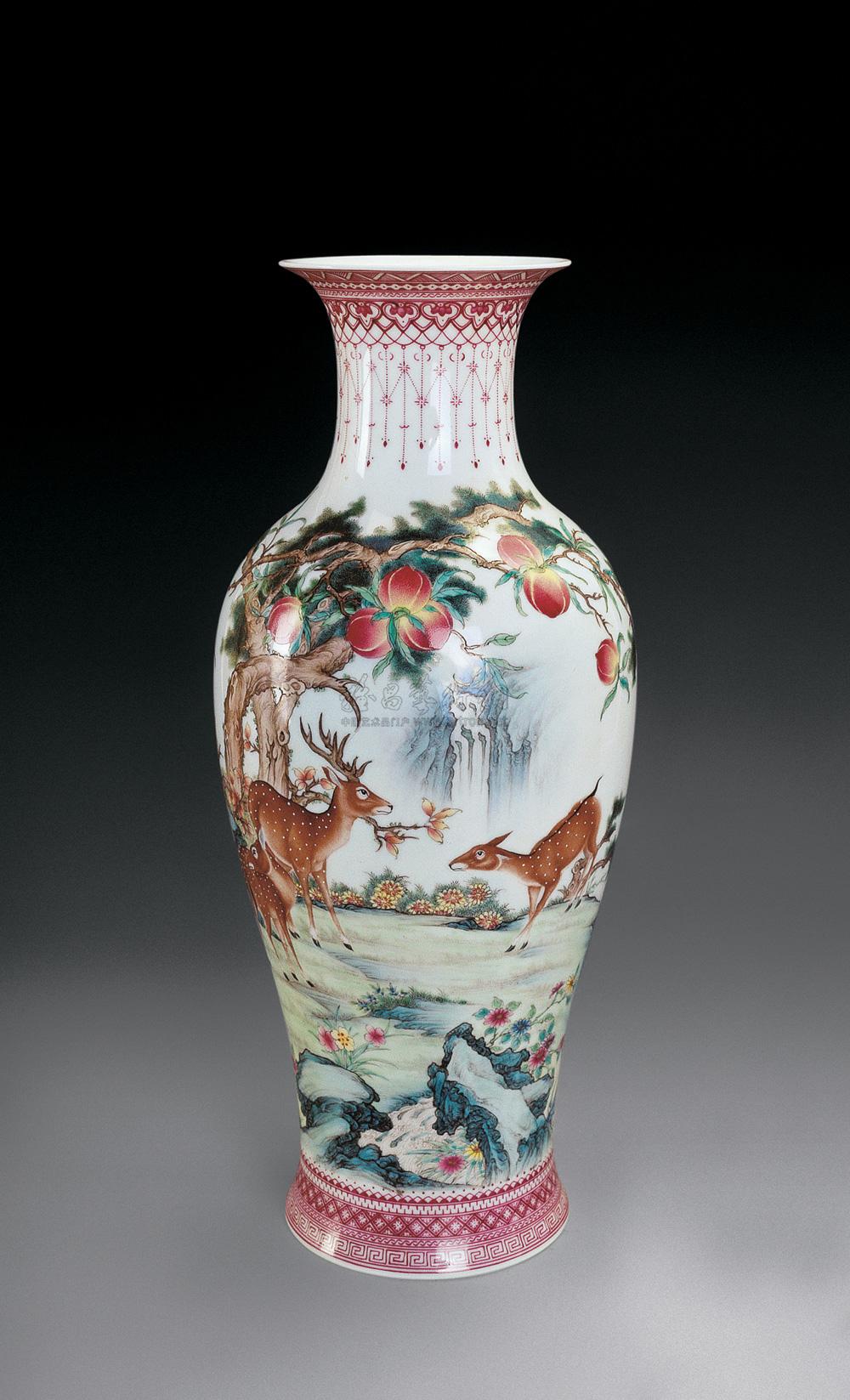 0488章鉴绘粉彩福禄寿瓶