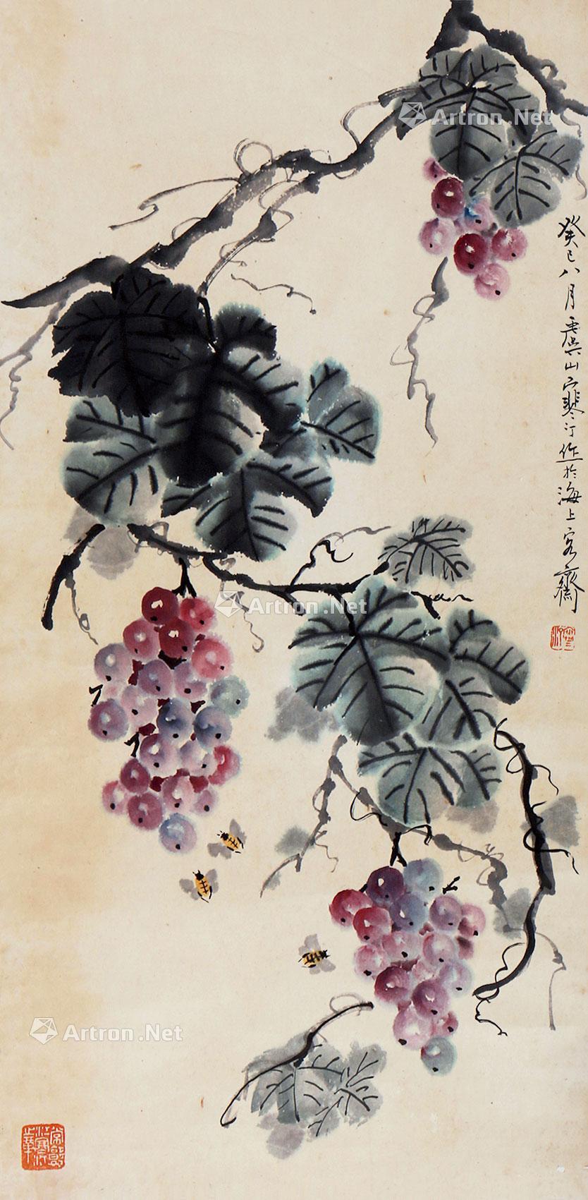 0126葡萄立轴纸本