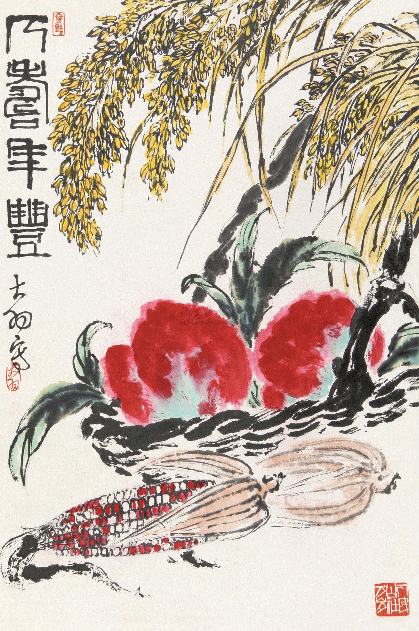 0494 人寿年丰 镜心 设色纸本