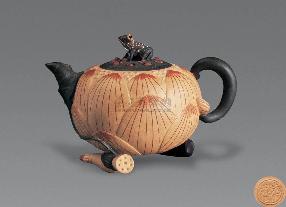 0231 近代 蒋蓉款荷花壶