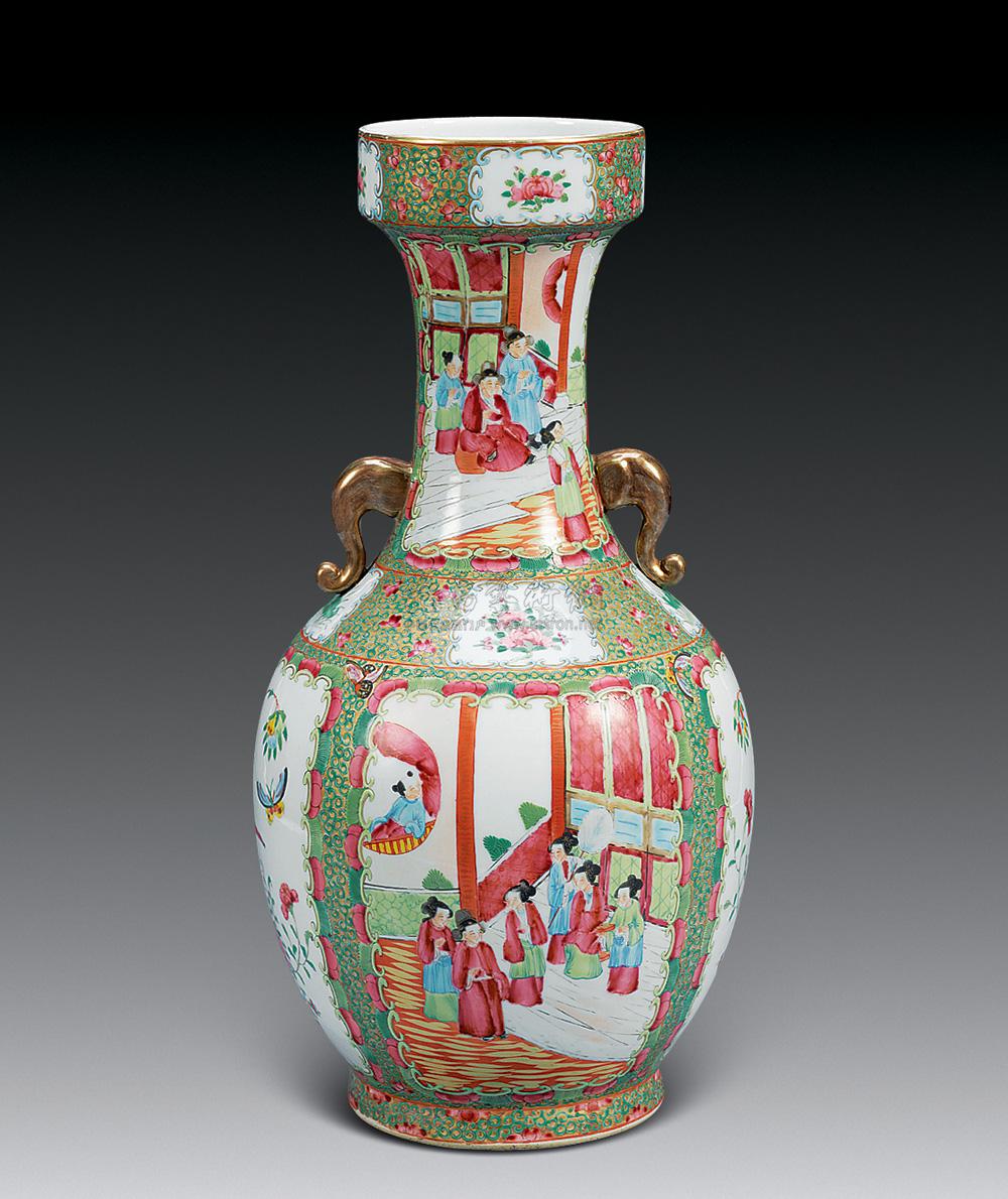广彩人物盘口瓶-瓷器 杂项-雅昌拍卖