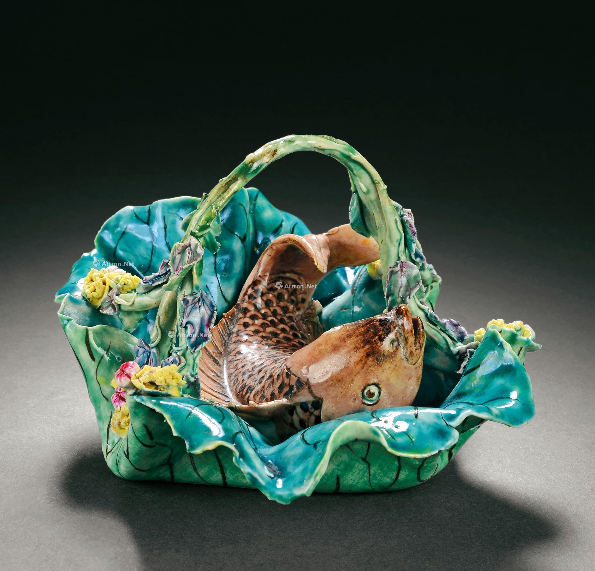 象生荷叶鱼篮摆件-大器——瓷器工艺品精品夜场-雅昌拍卖