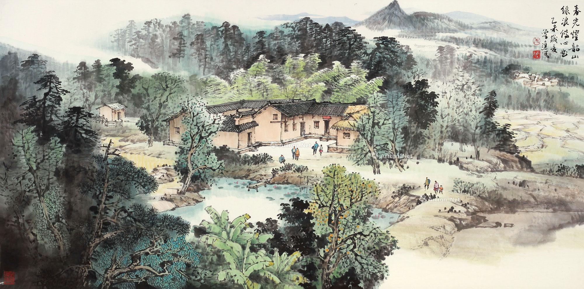 0403乙未2015年作春光耀韶山镜片设色纸本