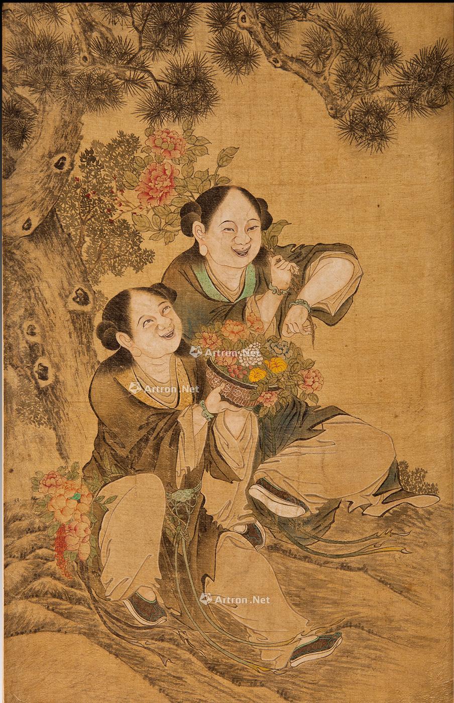 0117和合二仙立轴绢本