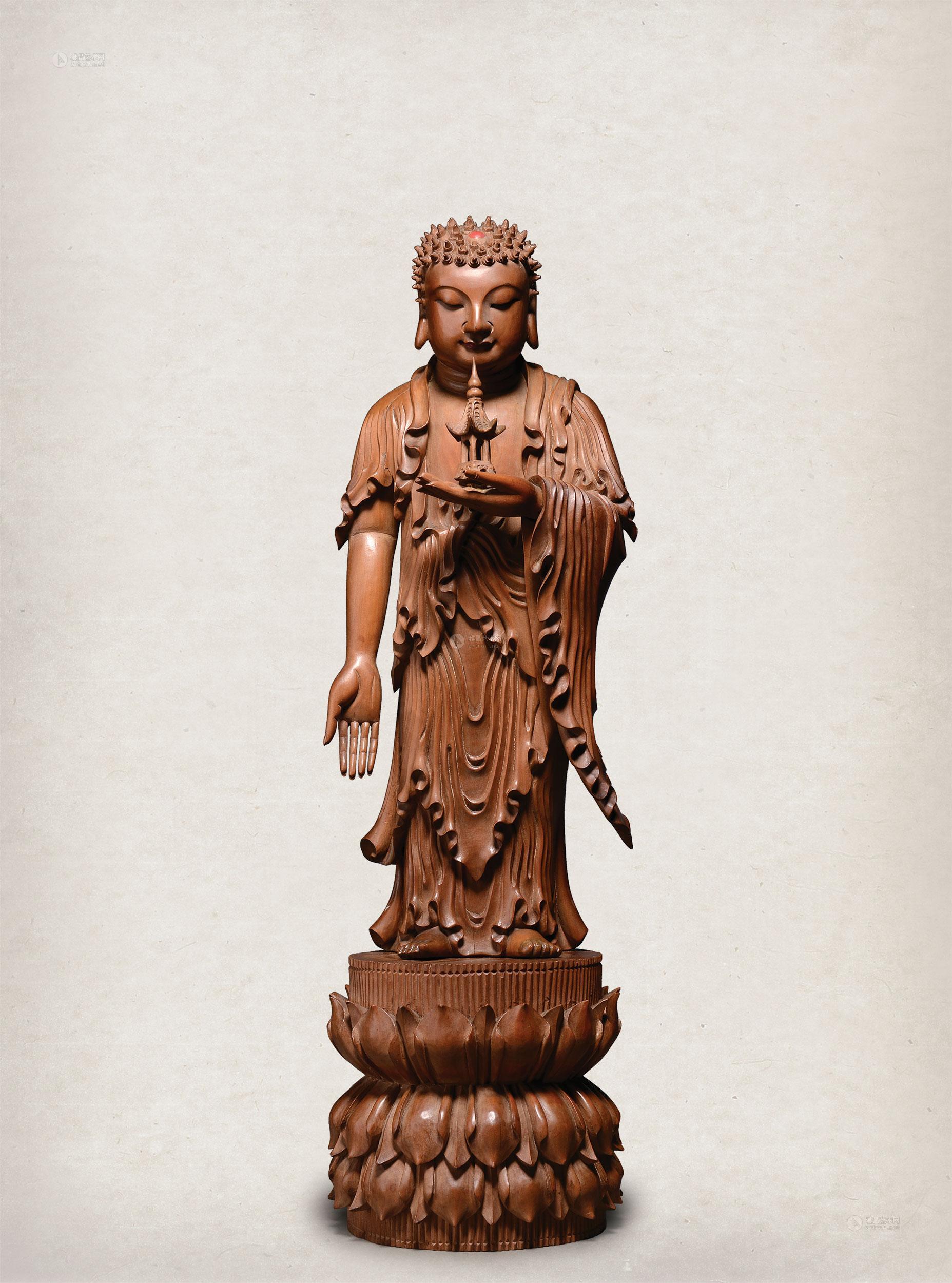 檀香木雕释迦牟尼佛立像-唯识真如(Ⅱ)——木雕佛造像专场-雅昌拍卖