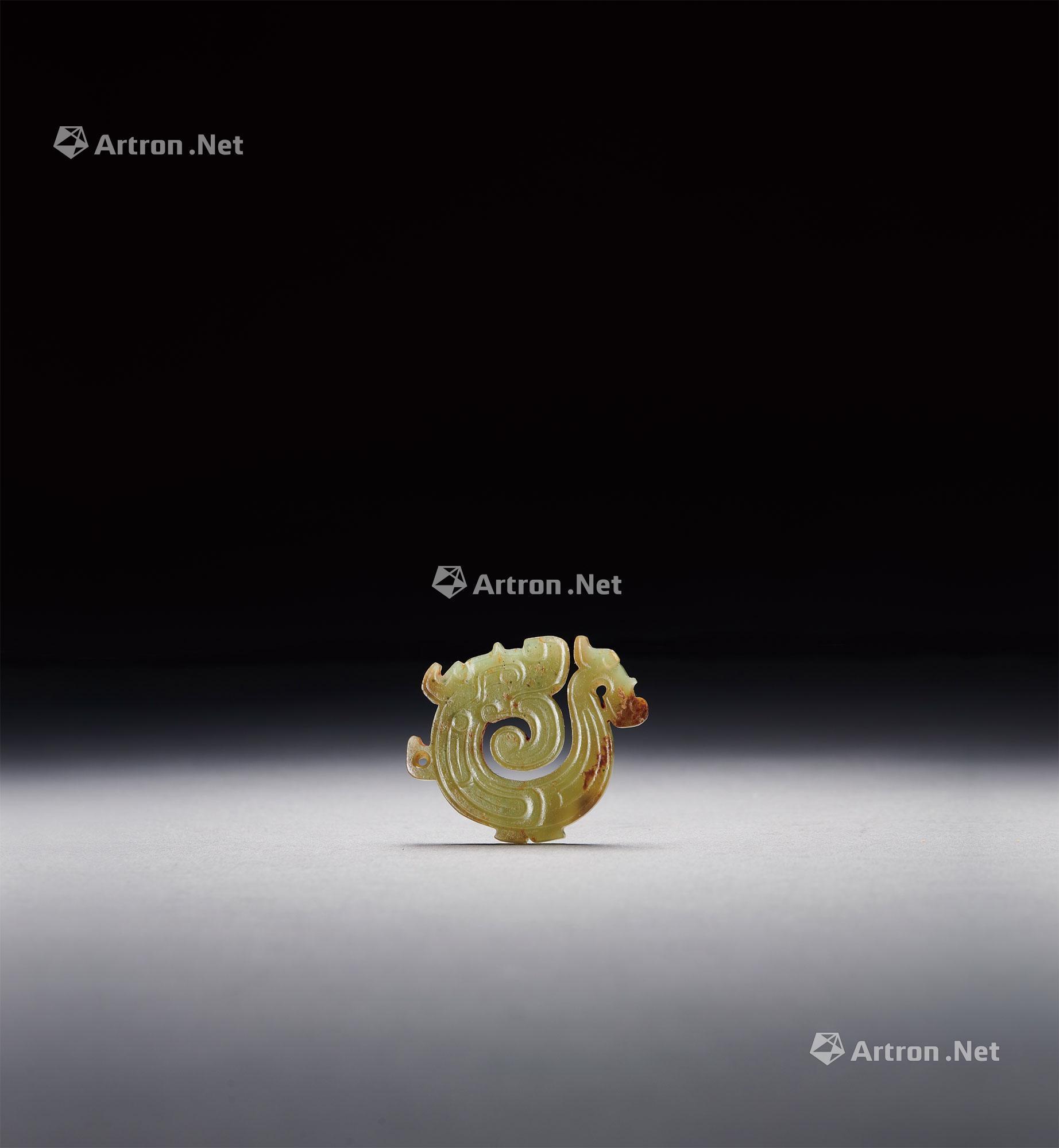 2145清代青玉夔龙珮