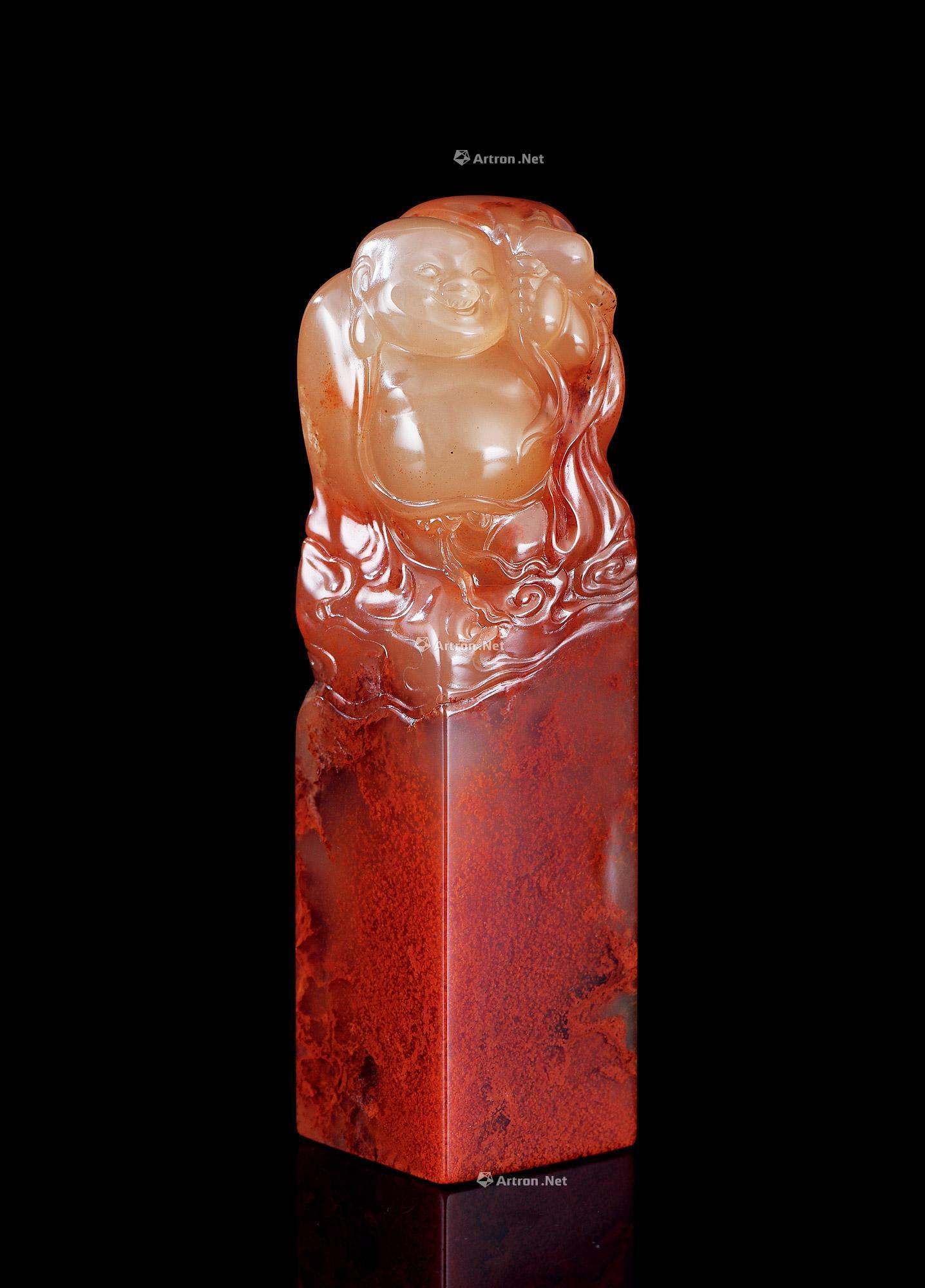 林东 水洞高山石 布袋弥勒钮章-石情悠然——寿山石雕珍品专场-雅昌