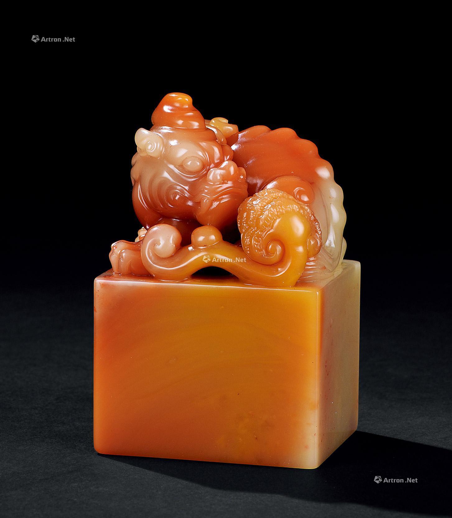 郭祥忍 黄巢洞石 如意瑞兽钮章-石情悠然——寿山石雕珍品专场-雅昌