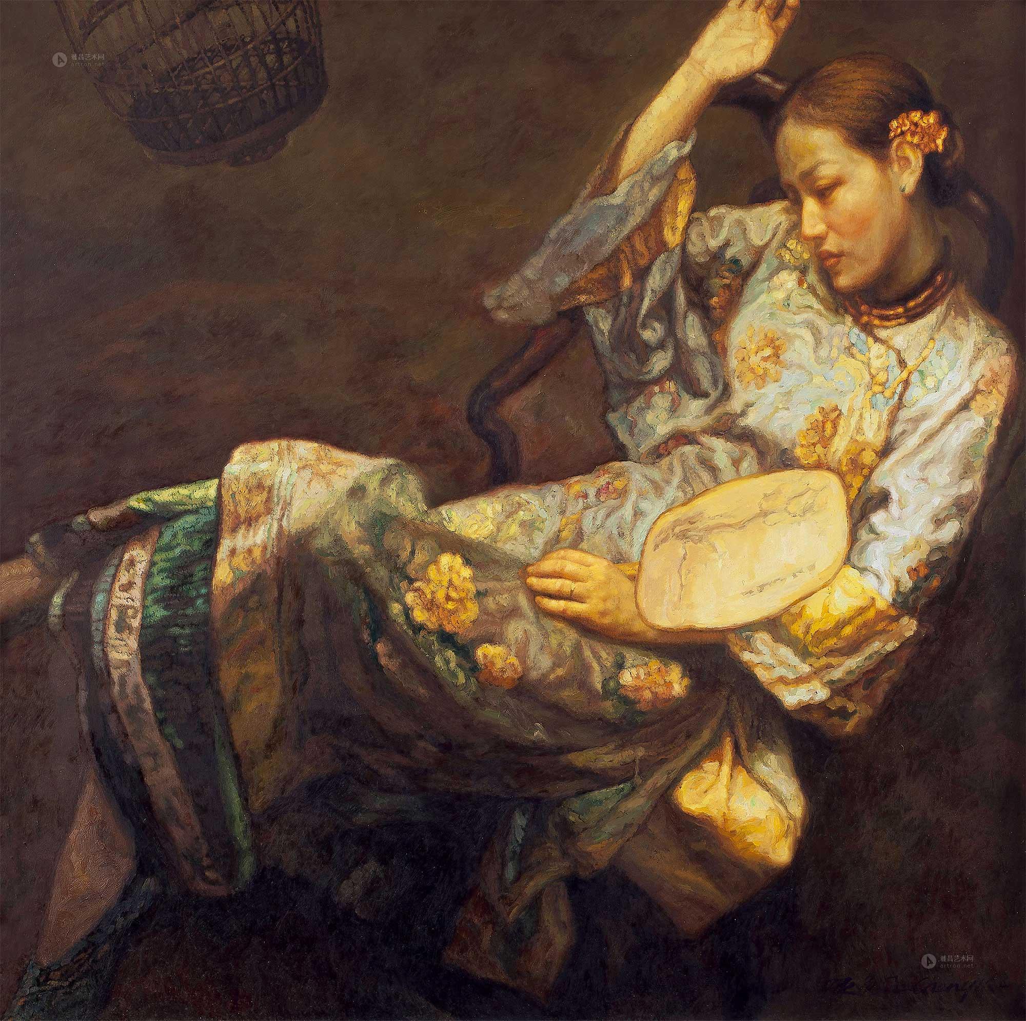 3417醉美人布面油画