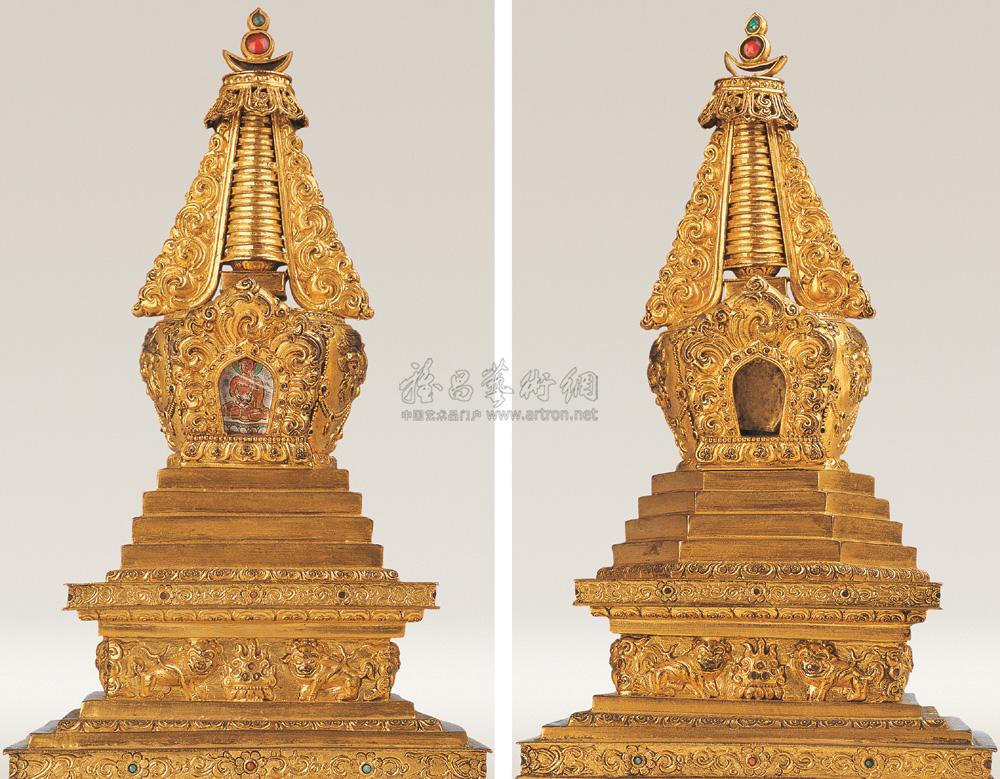 1064清铜鎏金菩提塔神变塔